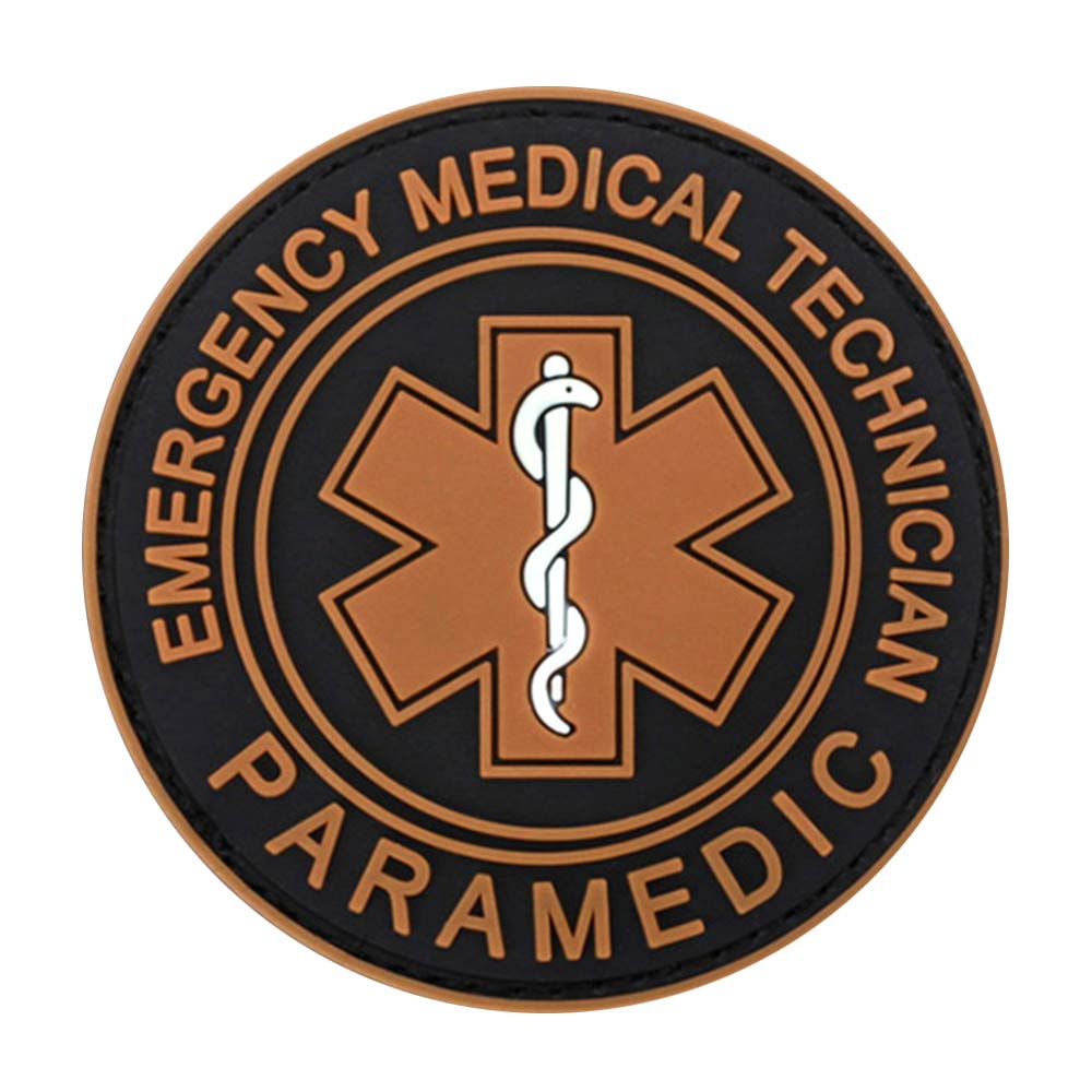 Morton Home EMT Paramedic Emergency Medical Technician Patch EMT Star of Life Tactical Patch 3D PVC Tactical Morale Badge Rubber Hook and Loop Fastener Patch 3.15 Inch Diameter (Yellow)