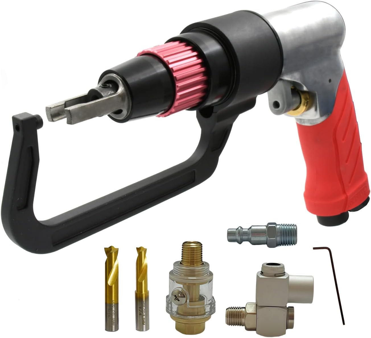 Pneumatic Spot Weld Drill Kit For Automotive Body Repair Air Spot Weld Drill Dent Repair Removing Spot Welds On Car Frames Panels With 5/16 1/4 Inch Bits Sheet Meta Repair DIY Dent Fix W/Hook Drills