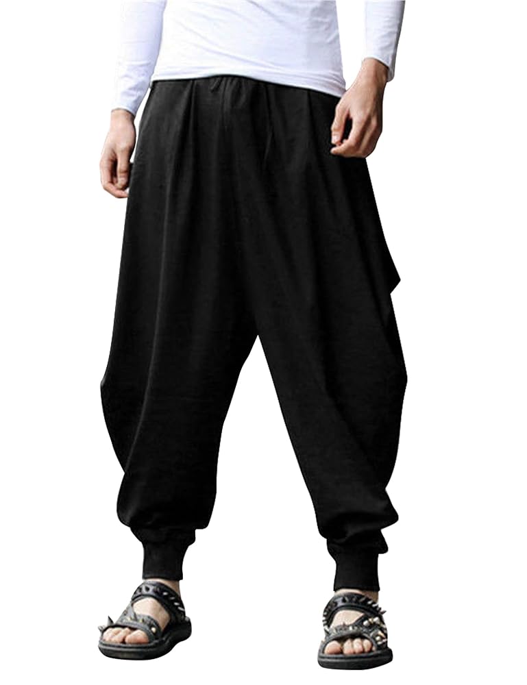 Amazon.com: COOFANDY Mens Harem Linen Hippie Pants Crotch