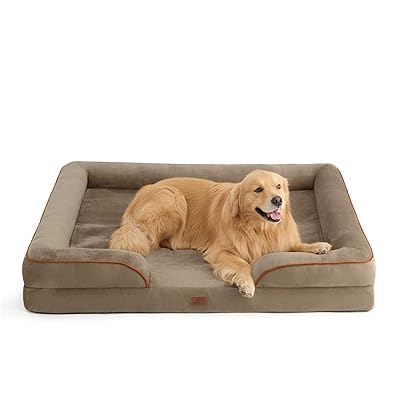 Bedsure XXL Orthopedic Dog Bed for Extra Large Dogs - Washable Giant Dog Cat Bed Waterproof, Comfort Dogs Couch Sofa with Washable Removable Cover, Pet Bed with Nonskid Bottom, Grey, 52"