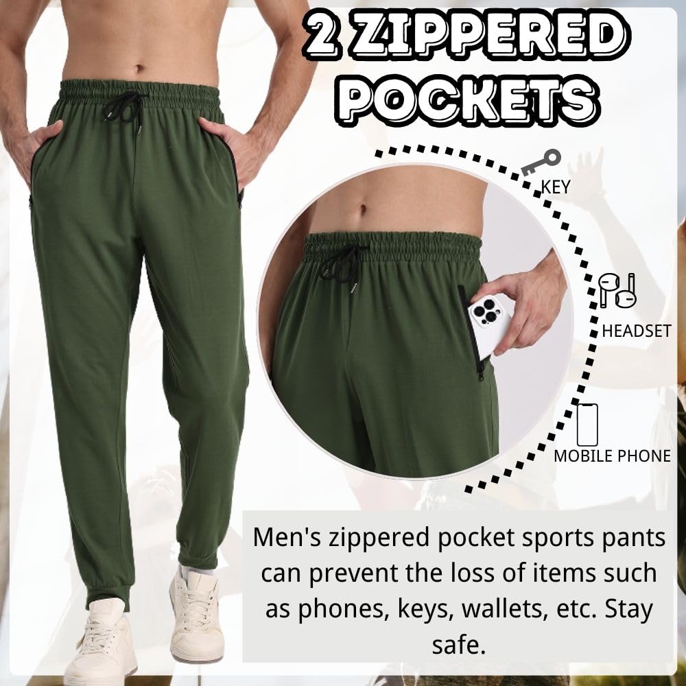 Pack de 3 pantalones de chándal atléticos para hombre, con bolsillos con cremallera, para correr y hacer ejercicio