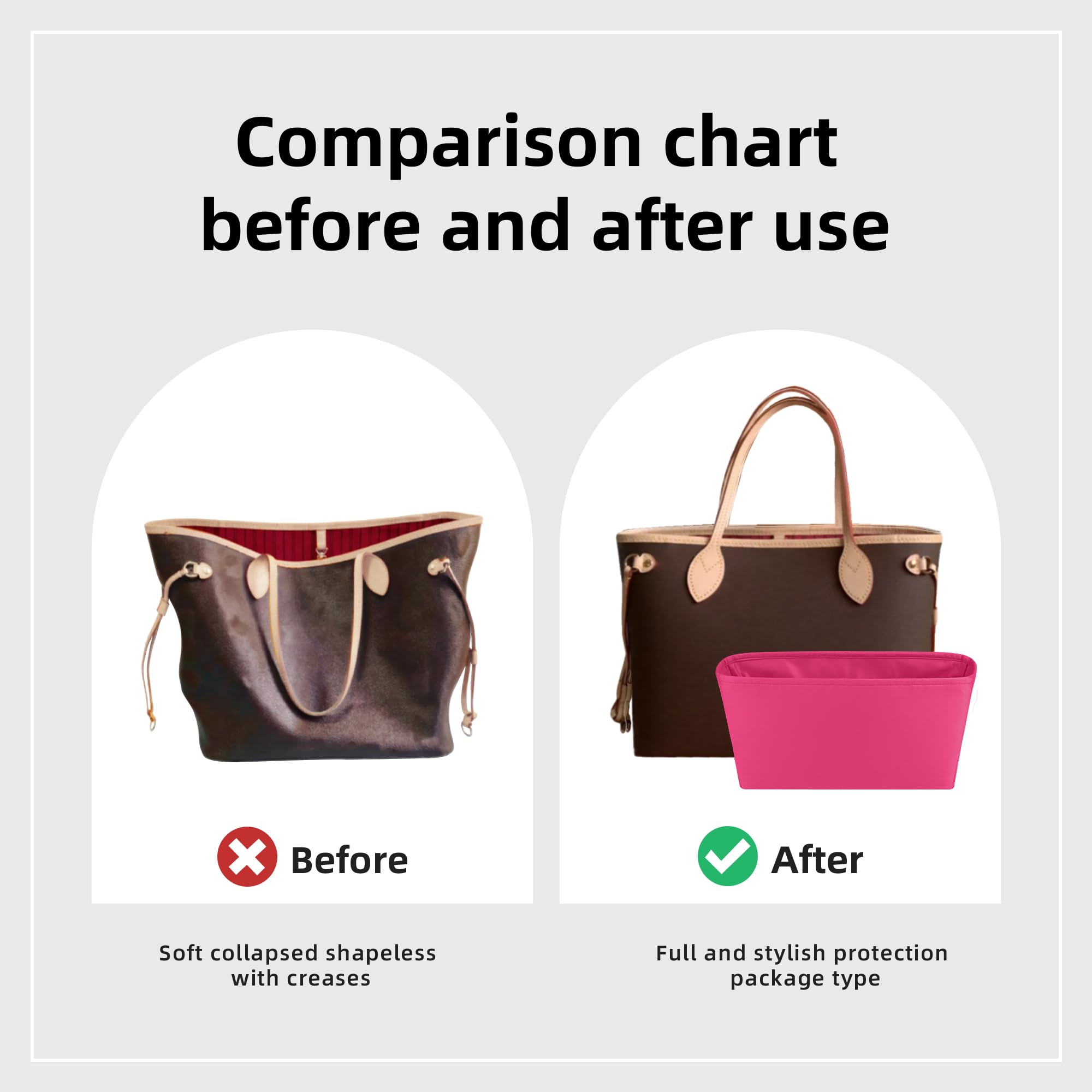 DGAZ Silk Bag Pillow Insert Shaper Fits LV Neverfull PM/MM/GM, Silky Smooth Bag Insert, Luxury Handbag & Bag Shaper (Craie, GM DGAZ Silk Bag Pillow Insert Shaper Fits LV Neverfull PM/MM/GM, Silky Smooth Bag Insert, Luxury Handbag & Bag Shaper (Craie, GM