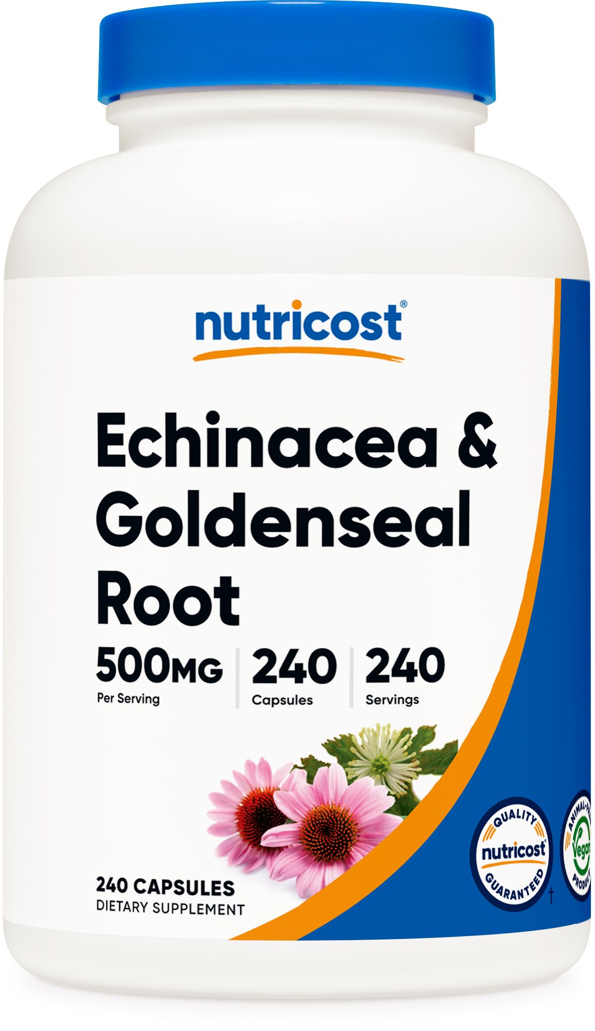 NutricostEchinacea & Goldenseal Root, 500mg, 240 Capsules - Vegetarian Caps, Non GMO, Gluten Free