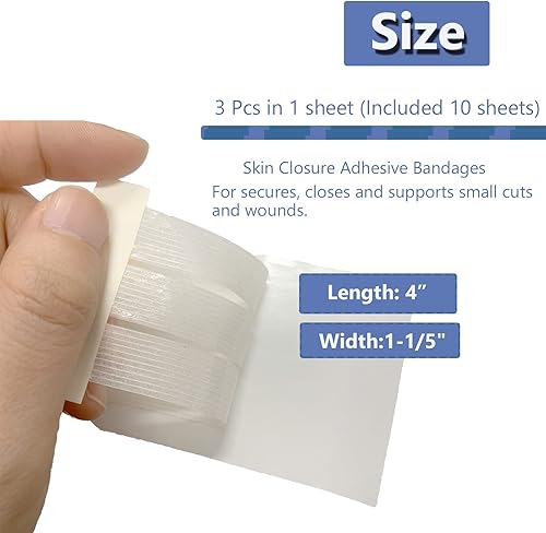 Miniatura 2 de Tiras de cierre de heridas en la piel, 30 cintas de emergencia para puntadas, vendajes adhesivos para cerrar pequeños cortes, embalaje individual