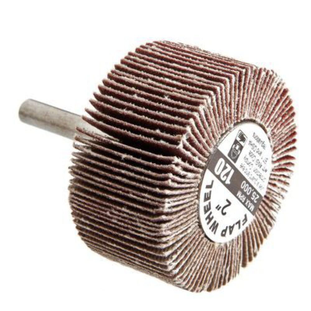Forney 60186 Mounted Flap Wheel with 1/4-Inch Shank, 2-Inch-by-1-Inch, 120-Grit