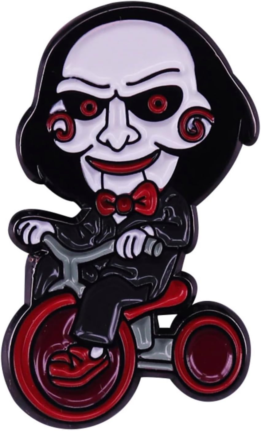 Saw Jigsaw Billy the Puppet Mask Tricycle Horror Movie 1.25" Enamel Pin Badge
