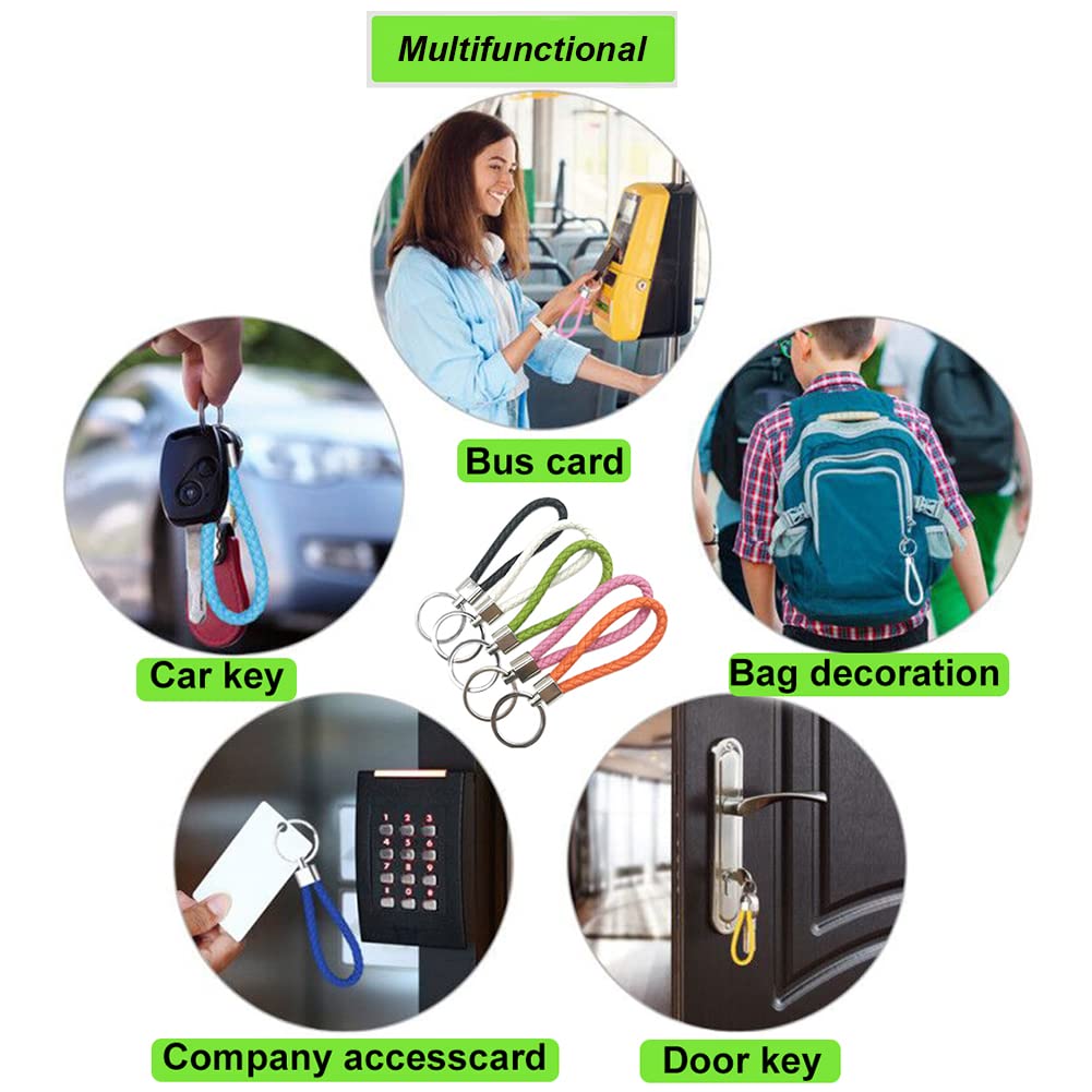 SwirlColor Pack Of 5 Braided PU Leather Strap Keyring Keychain Car Key