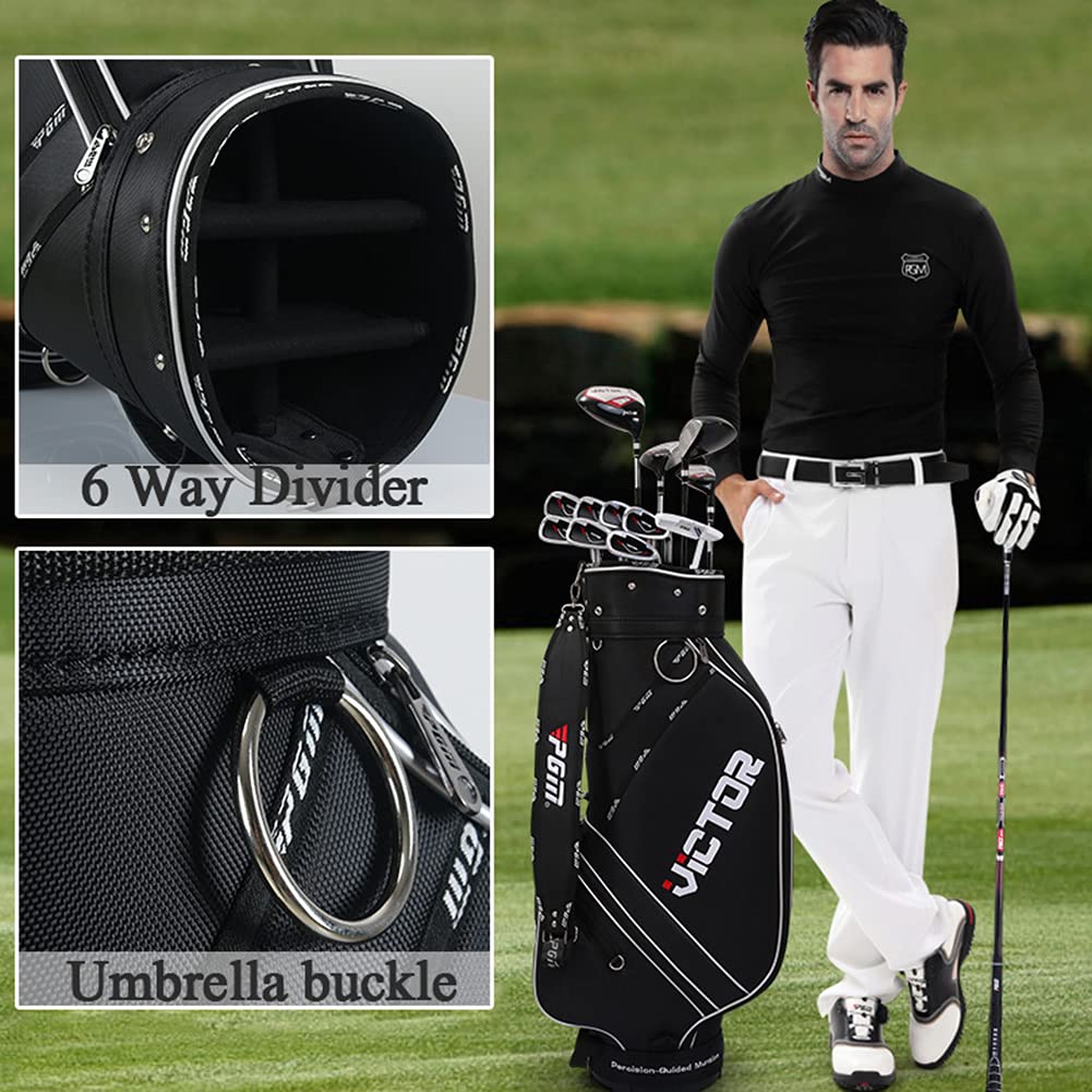 Staff Golf Cart Bag mit 6-Wege-Trennwänden für Herren Damen, Golf Carry Bag, mit Regenschirmschnalle, schwarz