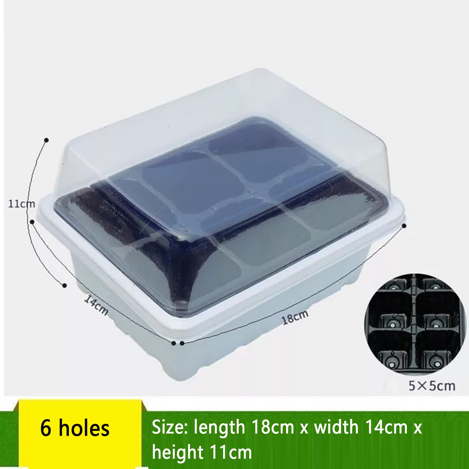 Mini Serre pour Plantes, 6 Cellules Plateau de Semis Plateau de Culture avec Couvercle, 12 Blocs de semis, Pépinière Boîte Propagateur pour Germination Graines