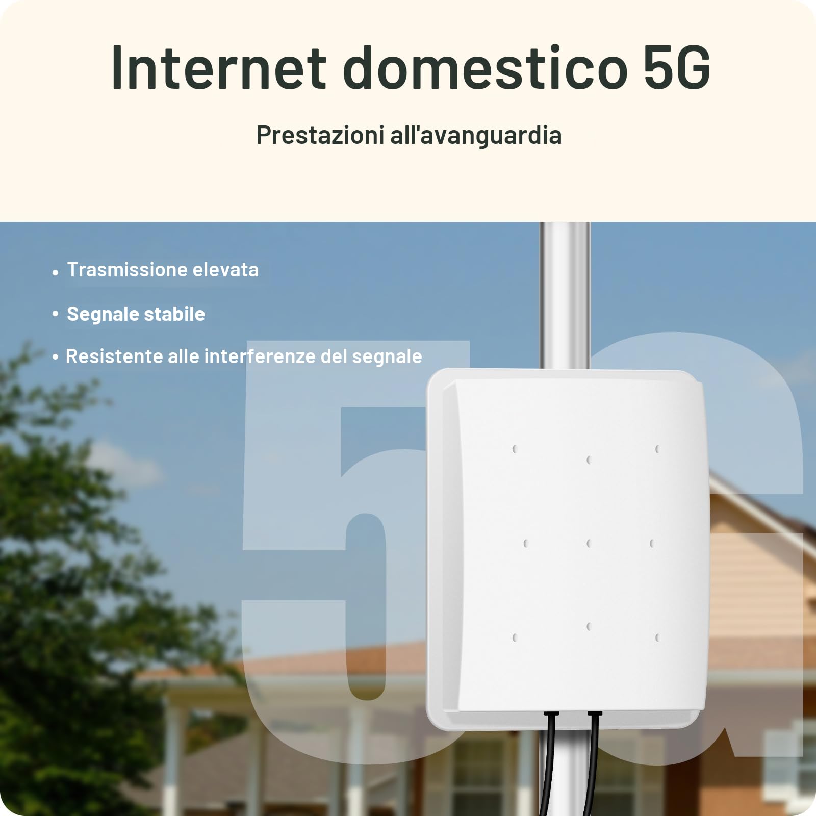 Antenna 5G Antenna 4G LTE Esterna Doppia Polarizzazione 14DBi Antenna WiFi 698-2700 | 3300-3800 MHz Antenna Direzionale Router Antenna Esterna MIMO SMA / 2 x TS9 Antenne, 2x10M Cable,3G/4G/5G/GSM/GPRS