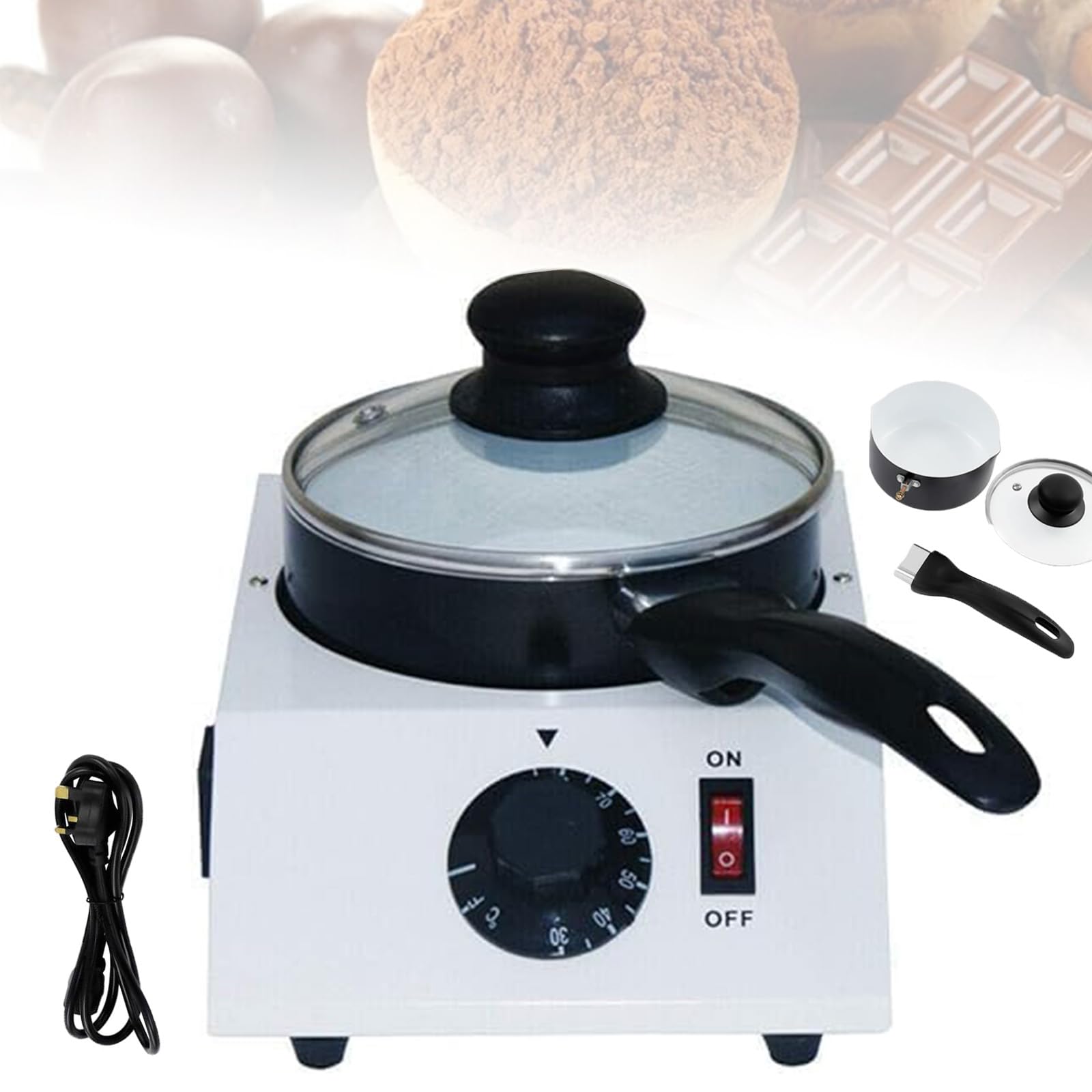Macchina per sciogliere il cioccolato da 40 W, crogiolo elettrico da 30-85 ℃ con 1 recipiente cilindrico in ceramica antiaderente, per negozio di cioccolato artigianale, catering alberghiero
