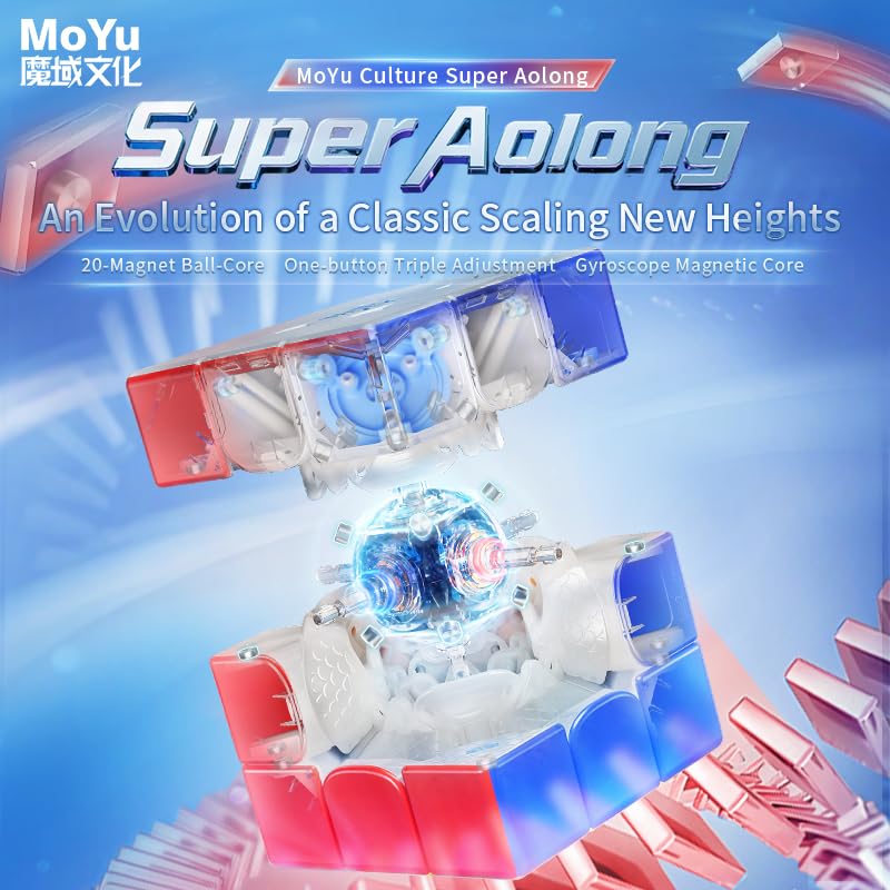 MoYu Super AoLong 3x3 20 Ball Core MagLev Version Cubo de Rubik 2025 Magnetic Speed Stickerless Cube Puzzle Magic Puzzle 3x3x3 Cube Toys (20-Magnet Ball-Core Flagship)