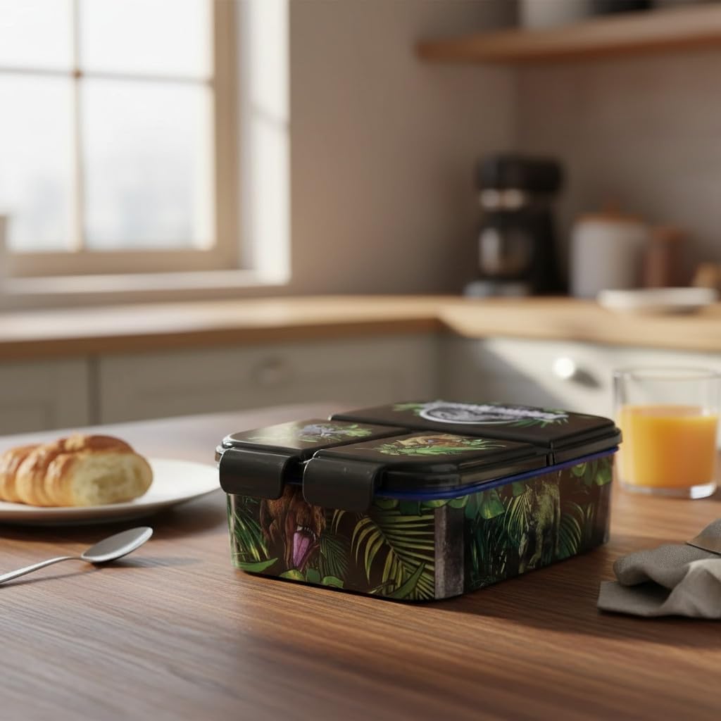 ILS I LOVE SHOPPING Pojemnik na przekąski szkolny z 3 przegródkami Plastikowe pudełko na przekąski dla dzieci Lunch Box - bez BPA do JURASSIC WORLD