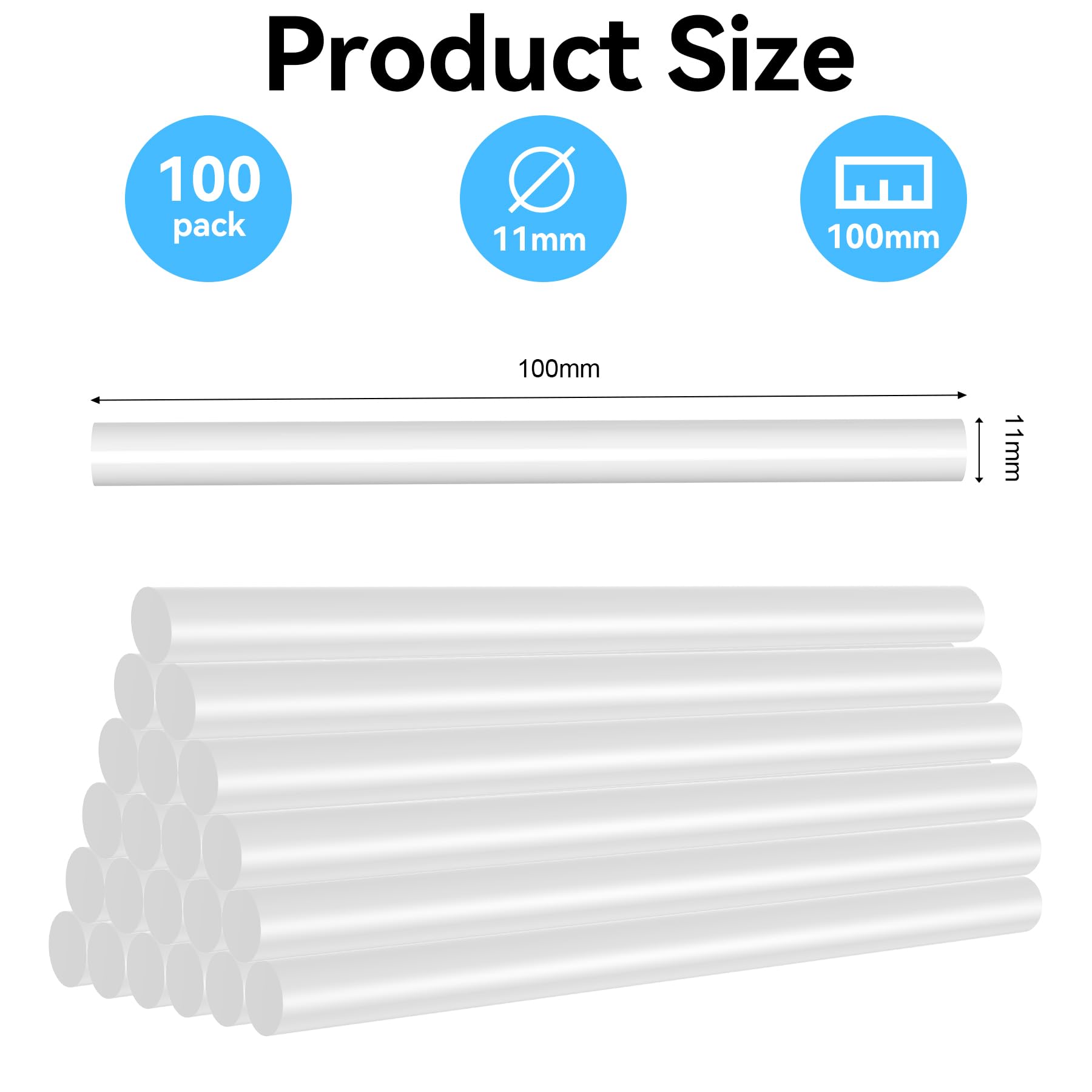 Forever Speed Sztyfty do pistoletu na klej do klejenia na gorąco, 11 mm x 100 mm, idealne do majsterkowania, napraw i dekoracji, 100 sztuk