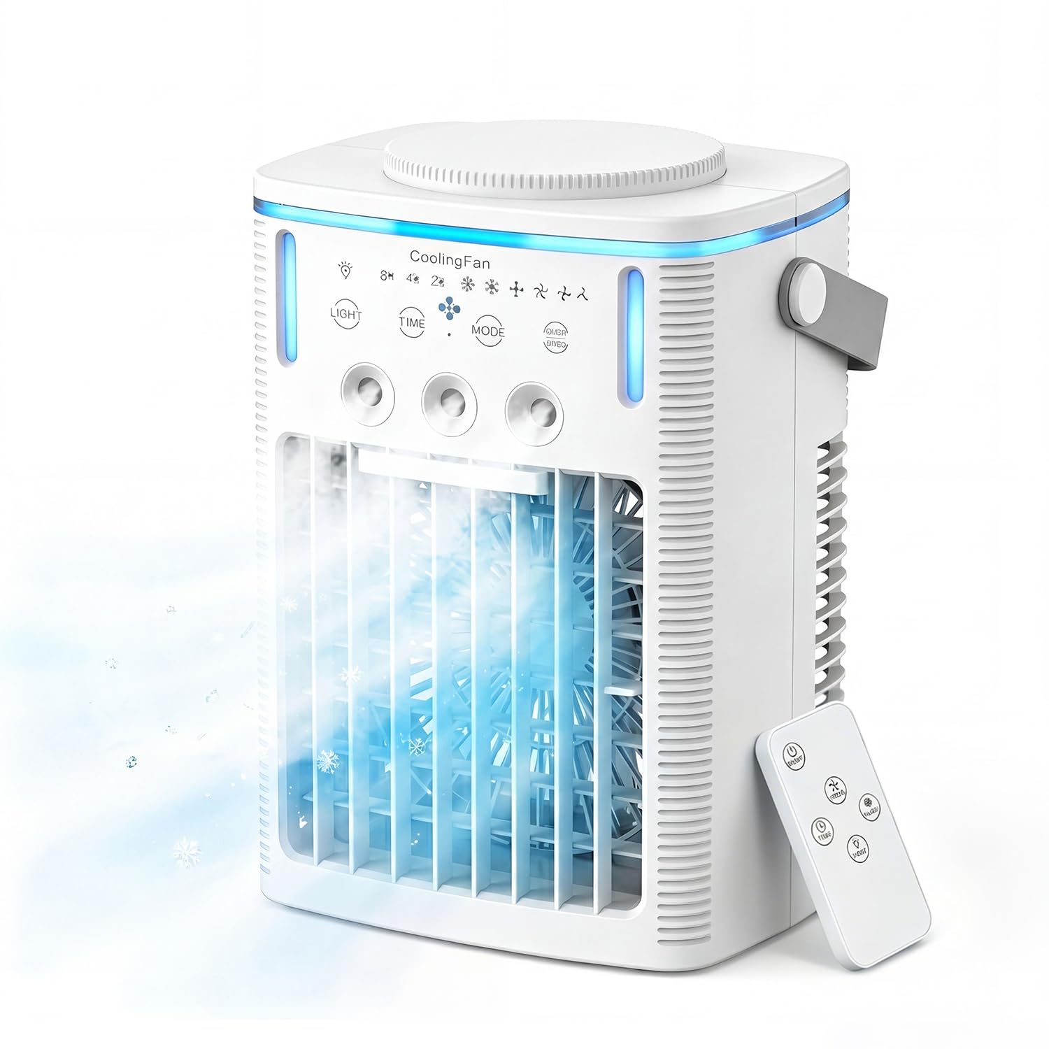 Photo 1 of Portable Air Conditioners, Ultra-Quiet Mini AC Fan with 2-4-8H Timer, Remote Control, 3 Speed & Cool Mist, 3 Ultrasonic Nozzles, 7 Color Light, 1000ml Personal Evaporative Air Cooler for Office, Room