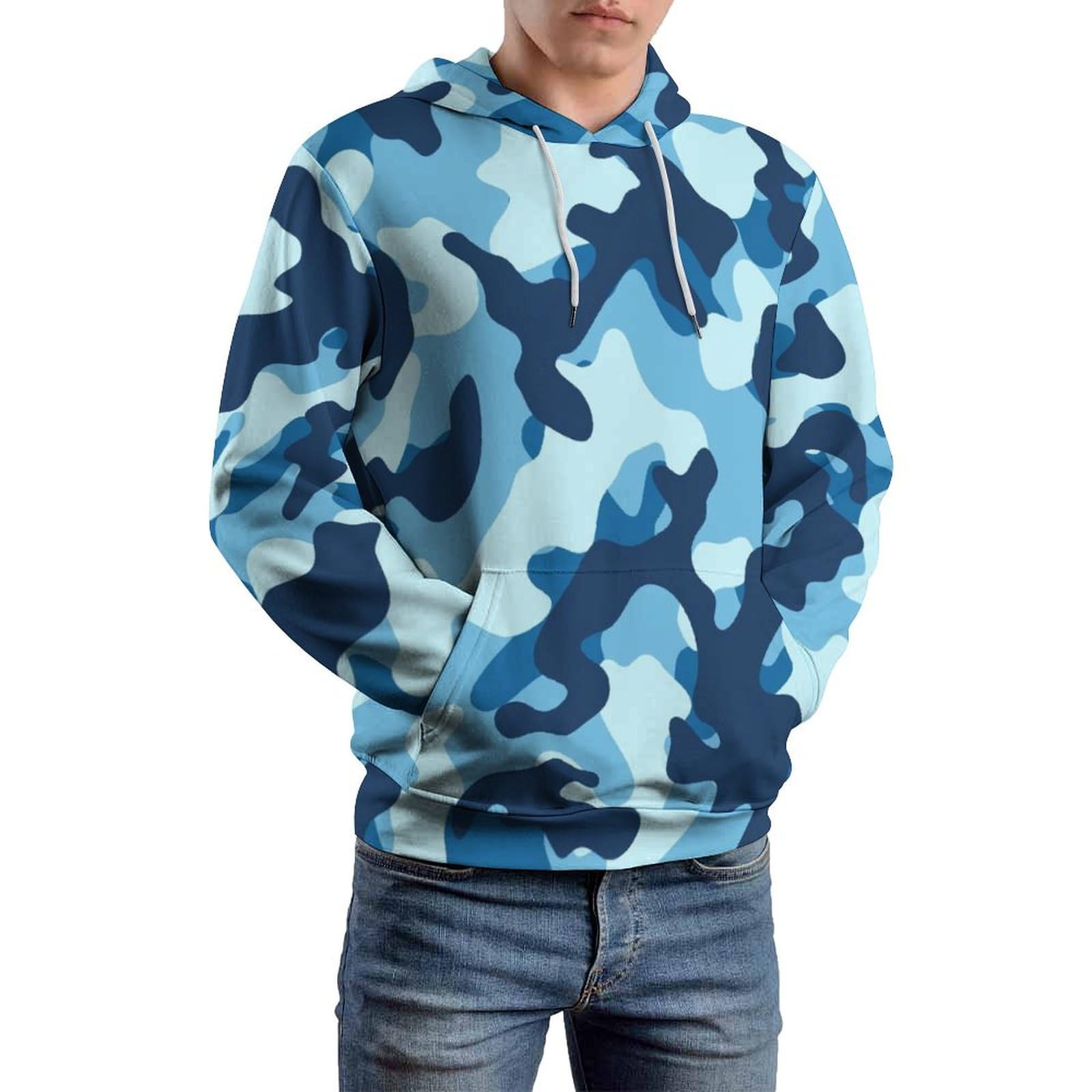 Blue Camo Camouflage-4 Unisex Hoodie, Casual Sweatshirt Hoodie, Comfy  Crewneck Hoodie, Long Sleeve Sweatshirt at Amazon Men's Clothing store