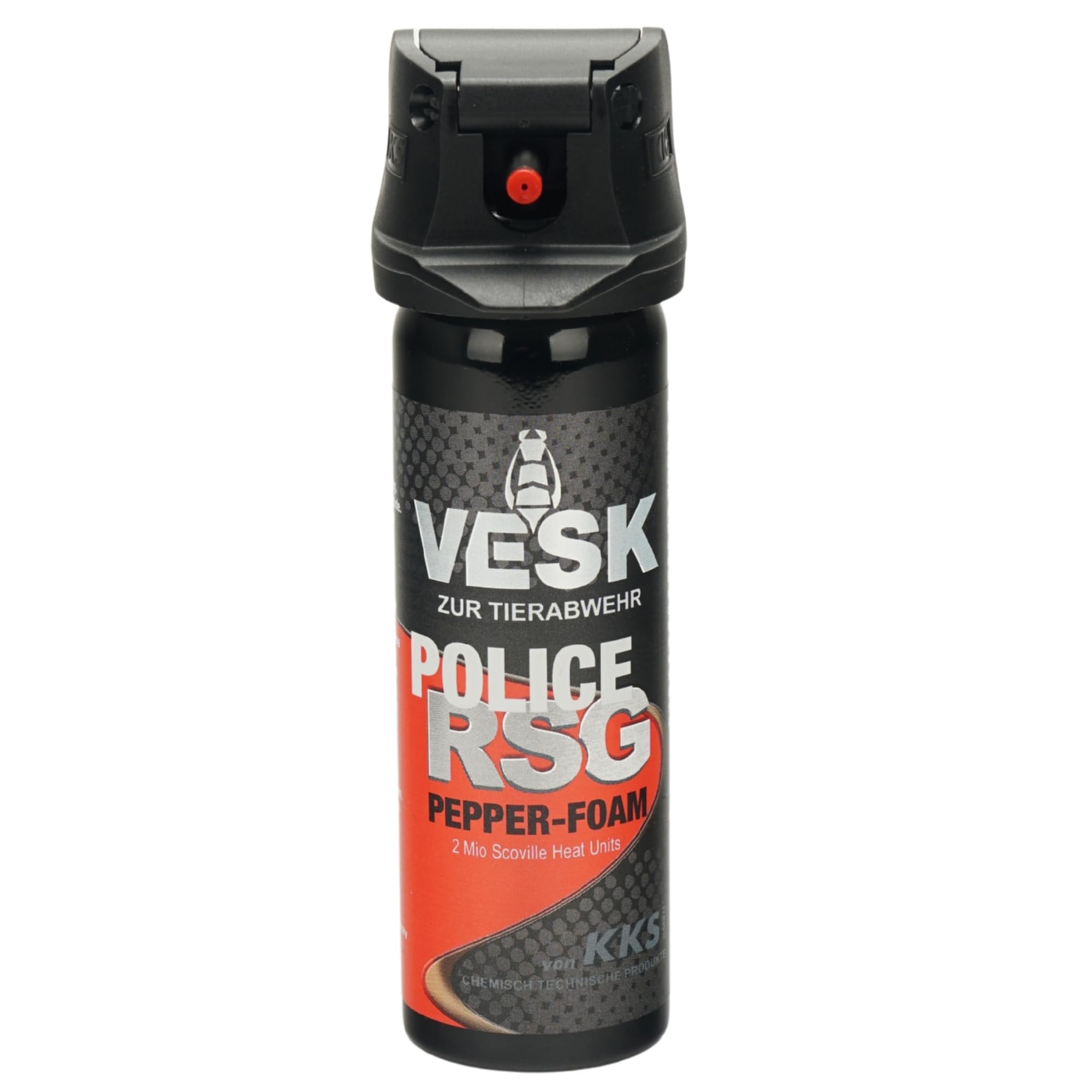 Pfefferspray Pfefferschaum VESK Police RSG Foam Schaum 63 ml Sprühkopf mit Federdeckelkappe Tierabwehrspray zur Selbstverteidigung