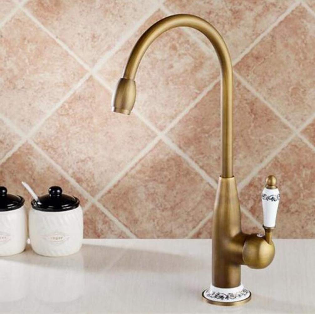 ZYCHSJXA Antique Kitchen Faucet Sink Torneira Cozinha Lavabo Bronze Brass Water Tap Mixer Faucet,Antique 4