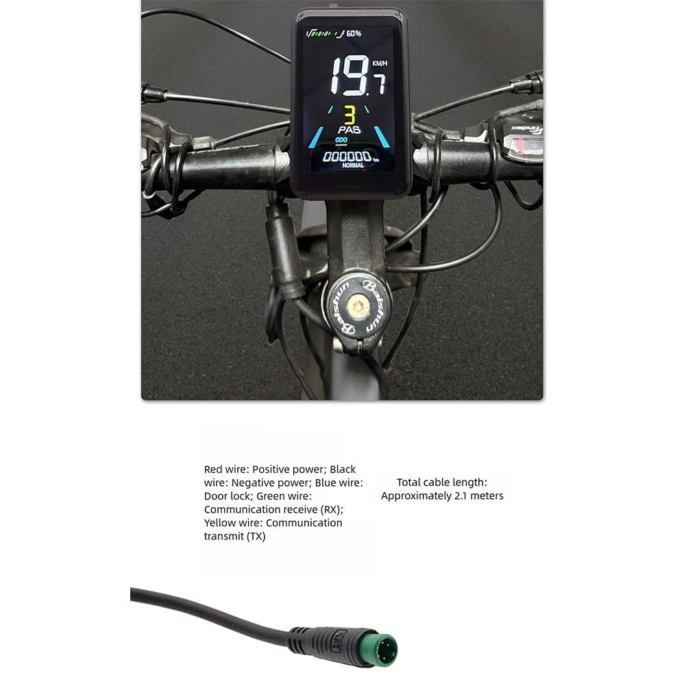 X3 Connettore a 5 pin Display LCD a colori per bici elettrica da 24 V 36 V 48 V, custodia in ABS, schermo in acrilico, adatto per manubri da 22,2 mm, 25,4 mm, 28,6 mm, nero