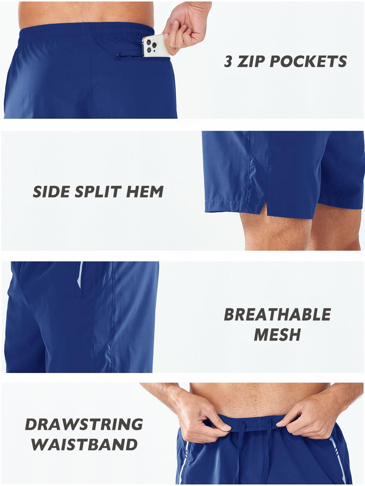 NORTHYARD Pantalones cortos deportivos para correr de 5 pulgadas, para entrenamiento, gimnasio, tenis, secado rápido, para entrenamiento activo con bolsillos con cremallera