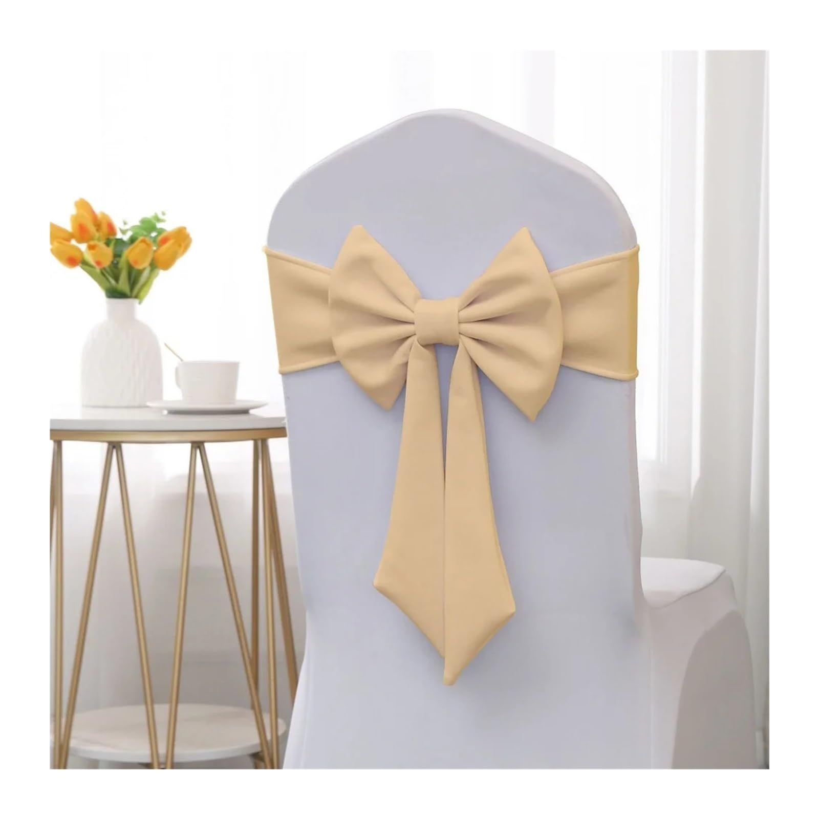 YGSGJSP Chair Sashes Chair Back Sashes Stretchy Stretch Ribbon Elastic Band For Wedding Party Hotel for Wedding(Champagne)