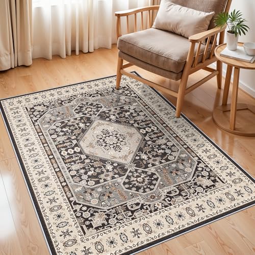 Tapete decorativo 3x4 ft negro lavable y antideslizante