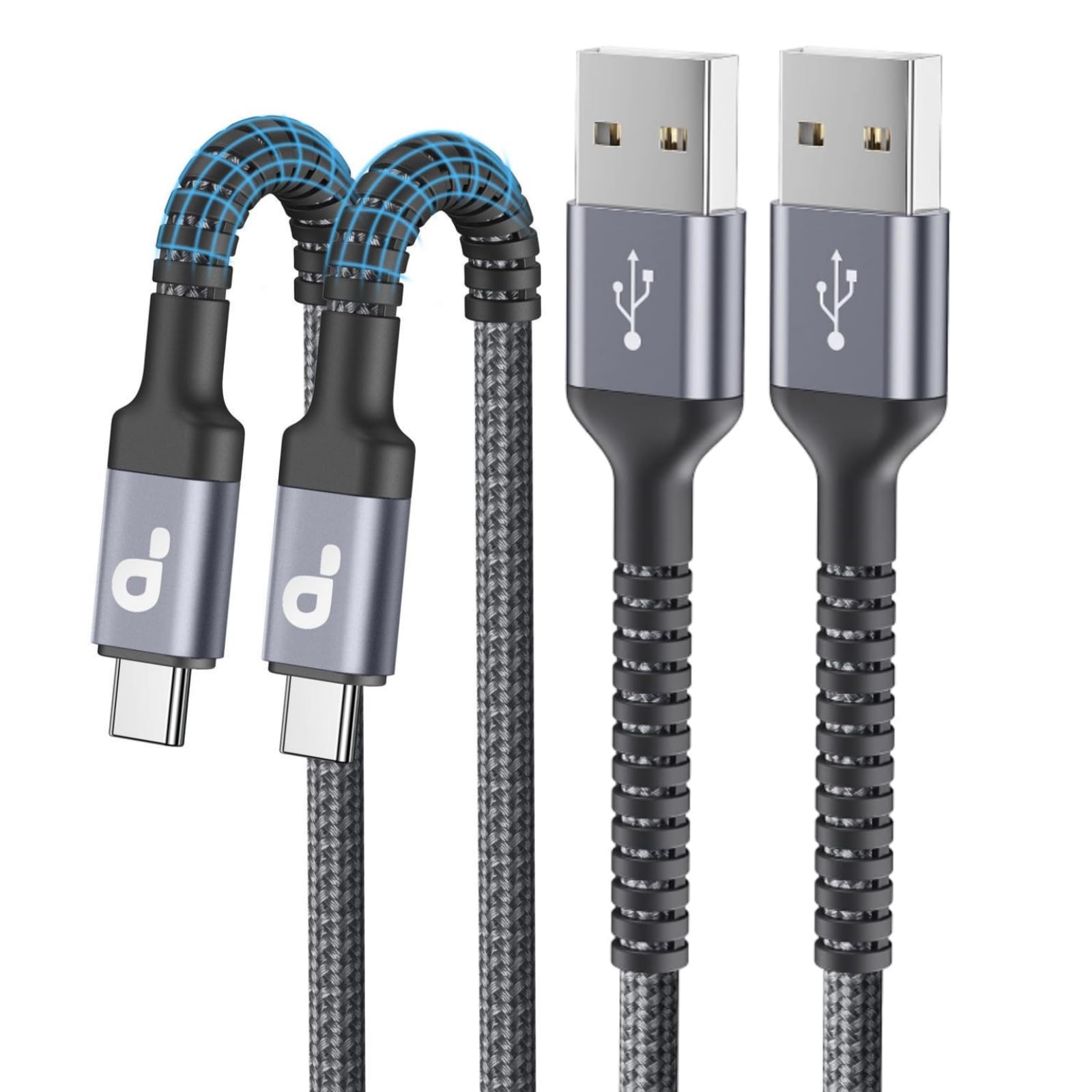 USB C Cable 10FT, 2Pack Long USB A to USB C Charger Cable, Type C Cable 3A Fast Charging Upgraded Extra Durable Braided USBC Cord Compatible with