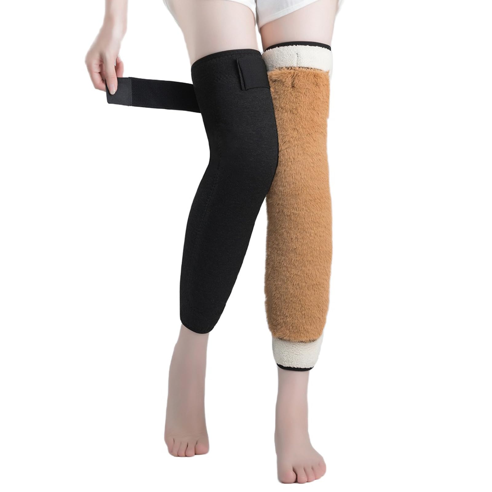 Thick Fleece Plush Lining Leg Warmers Winter Ski Cycling Knee Warmer Wraps