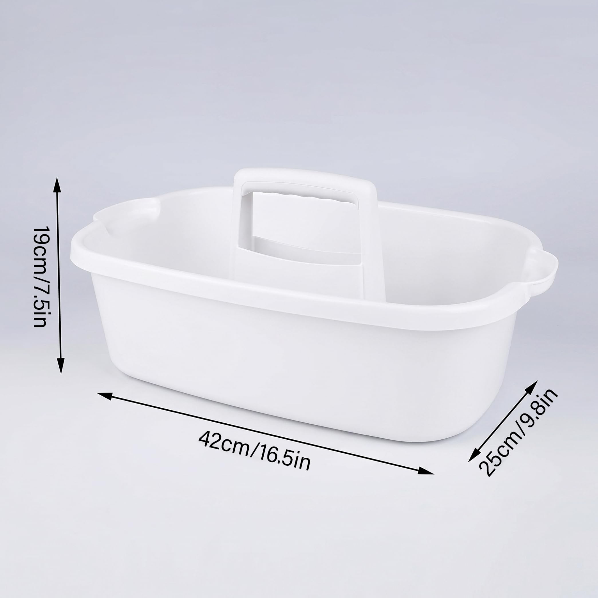 Organizer per prodotti per la pulizia con manico, contenitore per doccia portatile, bianco