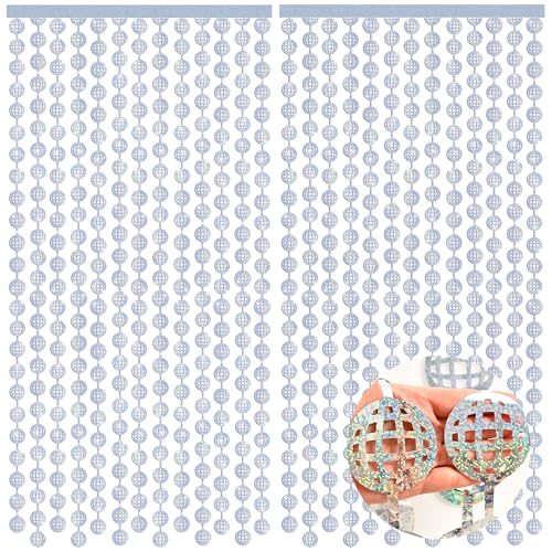 Image of Silver Disco Ball Streamers Curtain - Pack of 2 | Disco Ball Party Decorations | Bachelorette Party Decorations | Birthday Decorations, Bridal Shower Decoration, Engagement, Wedding Decor, KatchOn