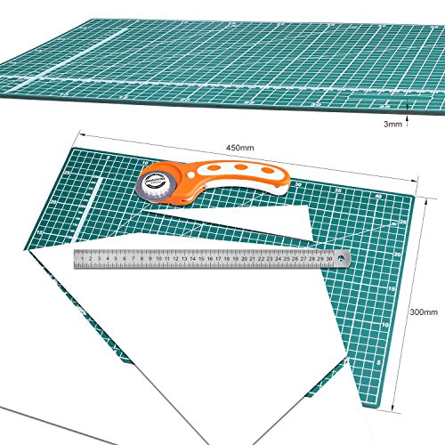 BONROB Rotary Cutter and Mat Set, with 12x18 Inch (A3) Double Sided