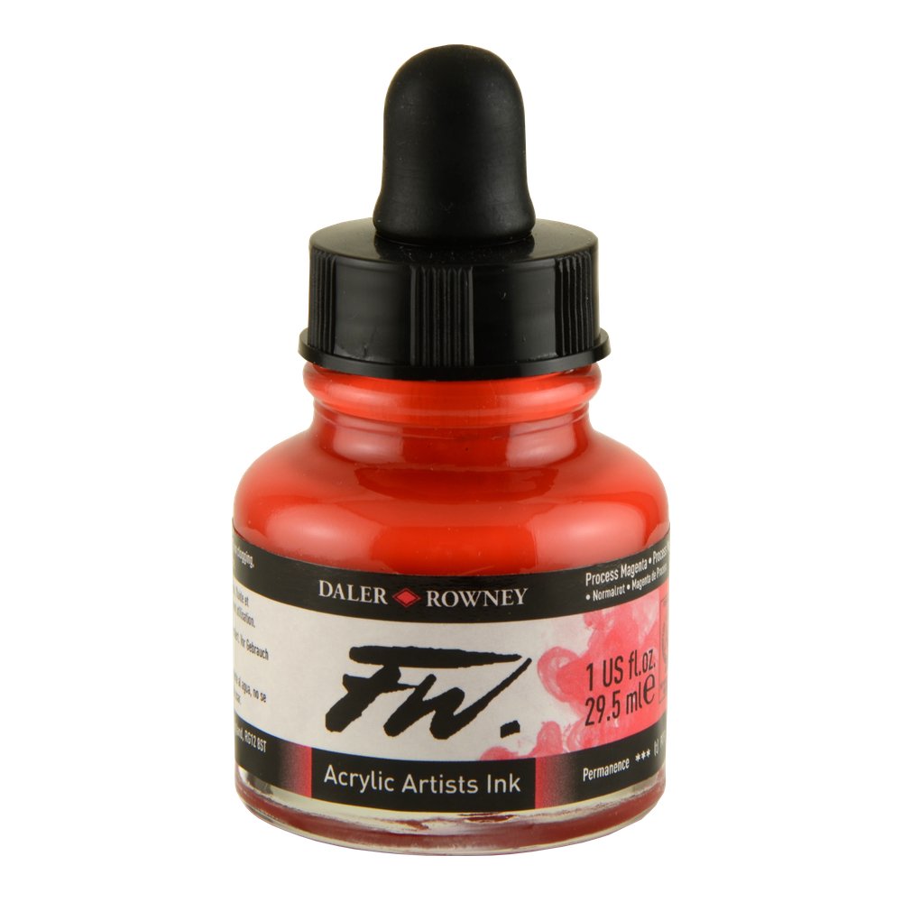 Daler-Rowney FW Artists' Ink Acrylic 29.5ml Process Magenta For Airbrush Art