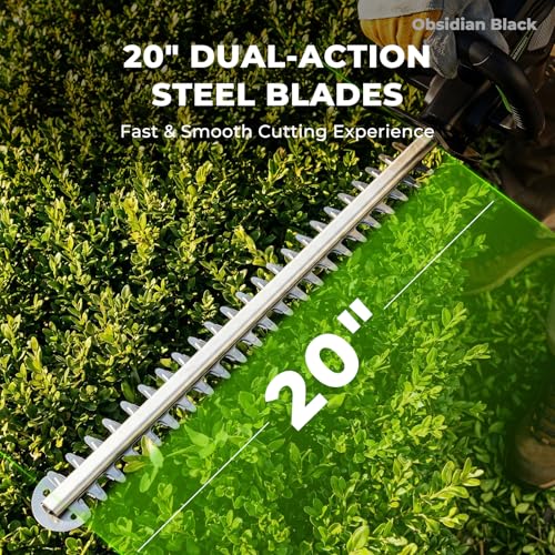 Image of NovorikX 20V Cordless Hedge Trimmer, 20 inch Dual-Action Blade, 2700 SPM, Lightweight 4.4 lbs Design, Rotating Handle, 2x2.0Ah Batteries, Electric Bush Trimmer for Yard & Garden