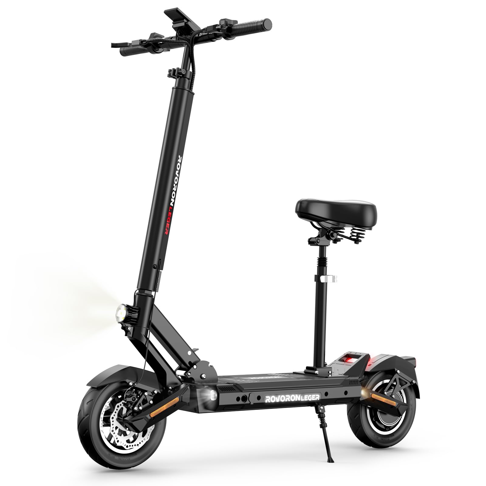 ROVORON KULLTER Electric Scooter, 60V 23.4AH Dual Motors 1300W (Peak 4000W), 50MPH Top Speed, 10-Inch Off-Road Tires, 360° Lights, Front & Rear Dual Suspension, Quick Fold, High Weight Capacity