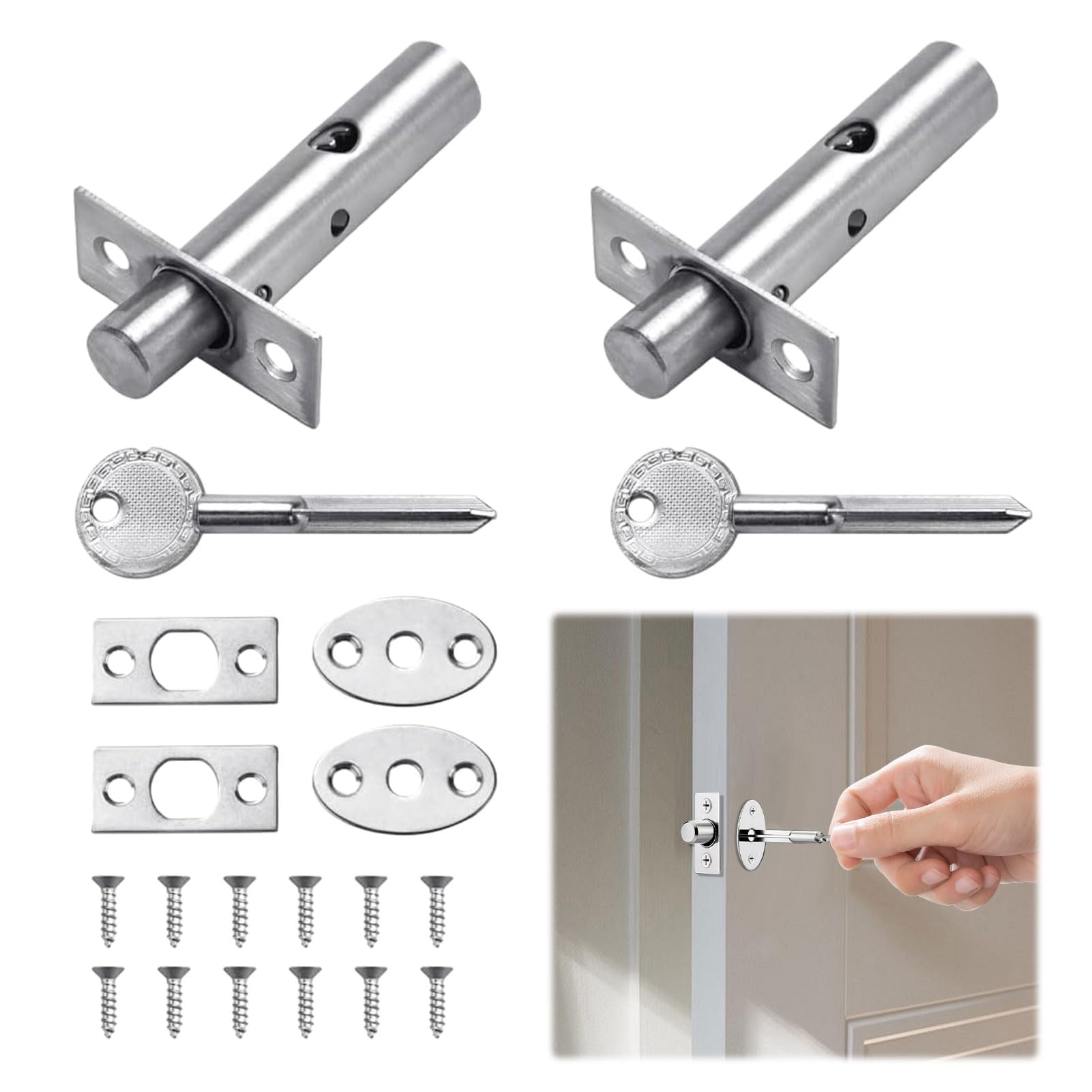 2 Sets Internal Dead Bolts with Keys - Anti-Theft Door Lock Security System for Ultimate Home and Workplace Protection