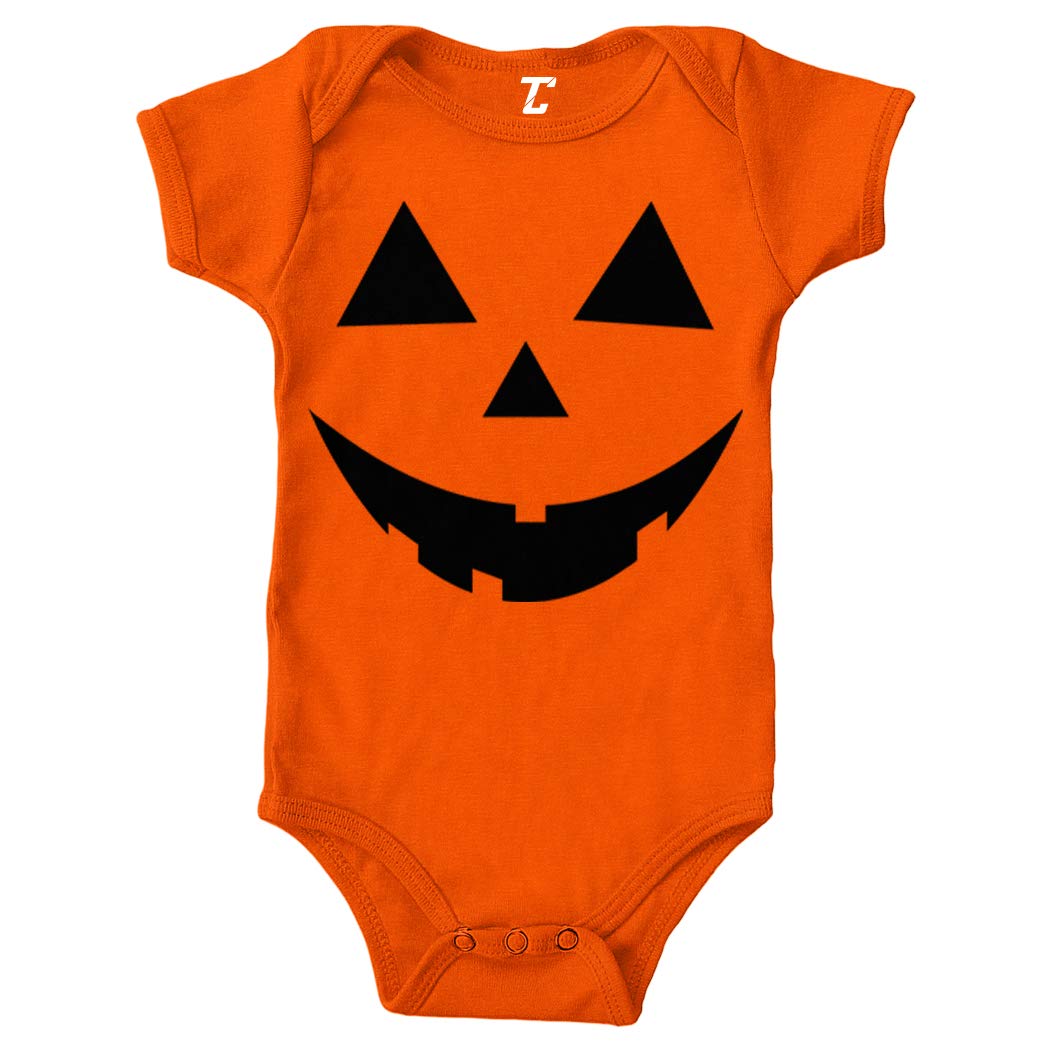 Tcombo Pumpkin Face - Jack O' Lantern Bodysuit (Orange, Newborn)