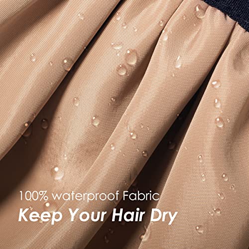 Auban Extra Large Shower Cap for Braids, Double-Layer Waterproof Reusable Satin Lining XL Shower Cap for Women Long Hair, Locs, perms (khaki)