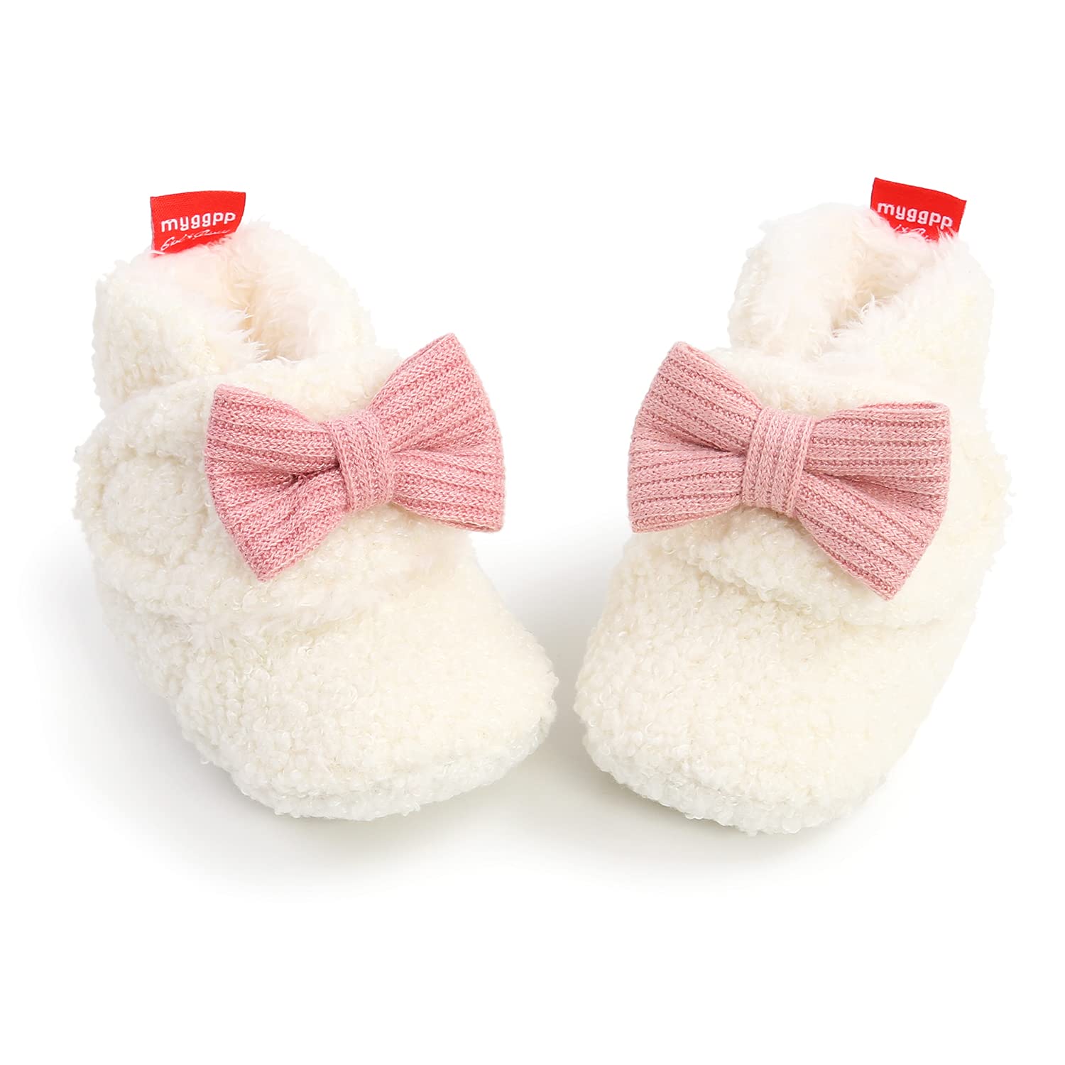 Ohwawadi Chaussons en polaire pour bébé garçon et fille avec fond doux et chaud Motif dessin animé, A04 blanc., 0-6 mois