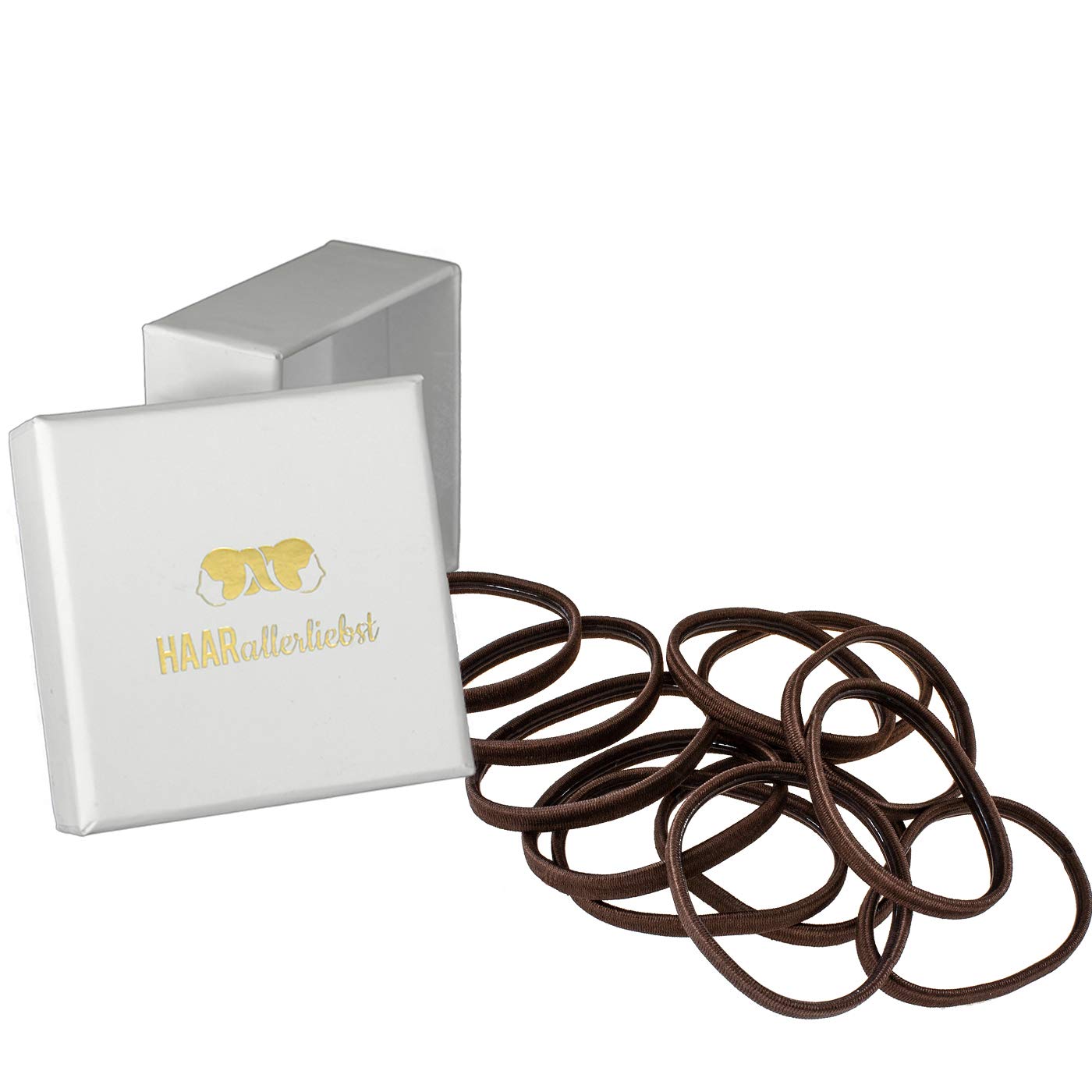 HAARallerliebst Wide hair bands with rubber adhesion (pack of 12, Brown,White, 12 Stück (1er Pack)