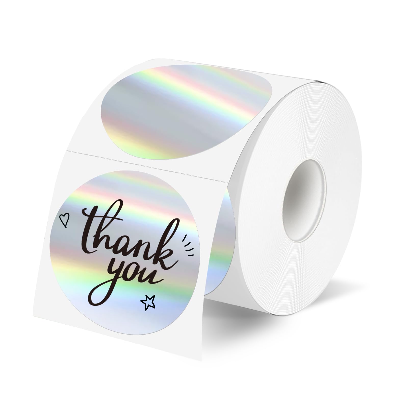 YEGAWEN 2" Circle Holographic Thermal Label Stickers, Round Printable Rainbow Glitter Thermal Printer Sticker Labels for Gift Wrapping, Self-Adhesive