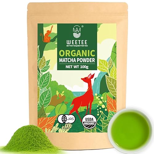 WT WEETEE Polvo de té verde matcha orgánico, polvo de matcha orgánico USDA de 3.5 onzas, sin azúcar, sin aditivos, matcha 100% puro para batidos,