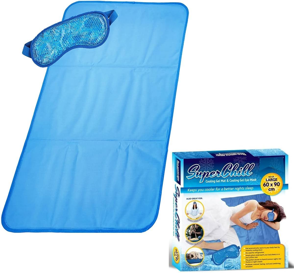 Almineez Cooling Gel Body Mattress Topper Mat – Reusable Magic Multi-Function Cool Jelly Pad Cushion Mat Absorbs and Dissipates Heat - Comfortable Sleeping Aid Bed Ice Chilled 60cm x 90cm