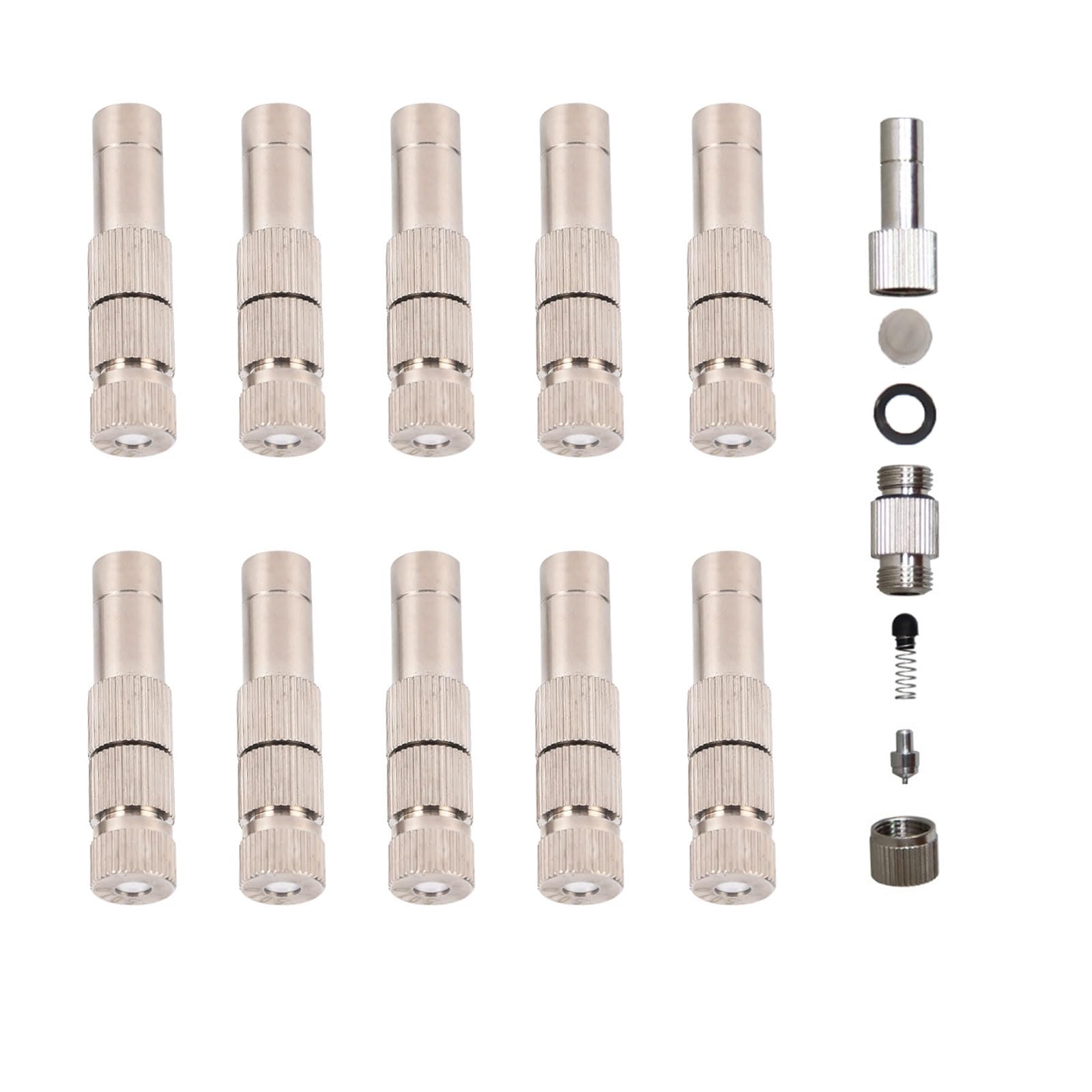 Ziubmvdyc One Color High Pressure Misting Nozzles, 8Mm Brass Adjustable Atomizing Nozzle 0.1-0.6Mm 10 Pack Outdoor Cooling(Orifice 0.4Mm)