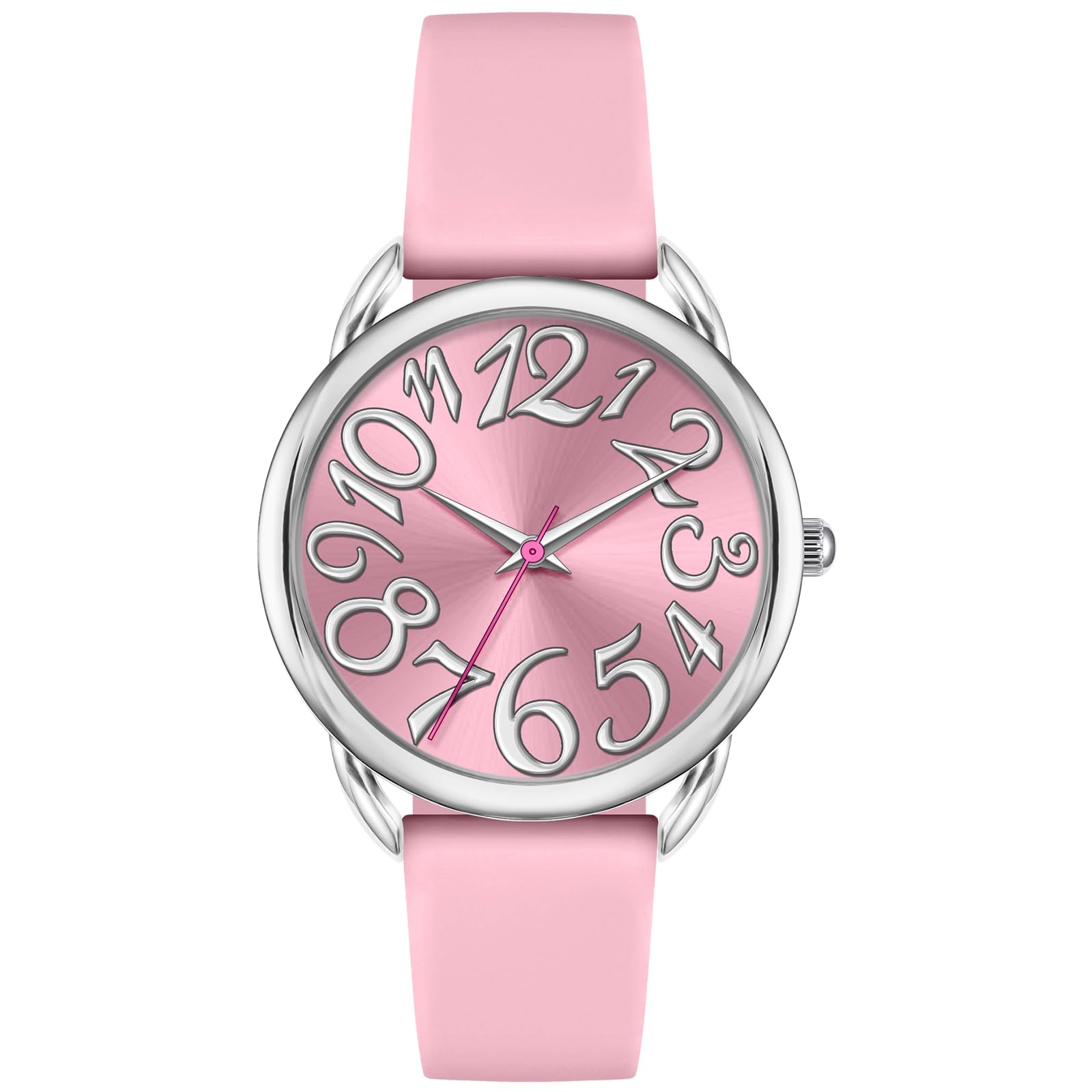 Bisley Watch for Women Big Face Colorful Arabic Numeral Easy to Read Soft Silicone Strap Watch
