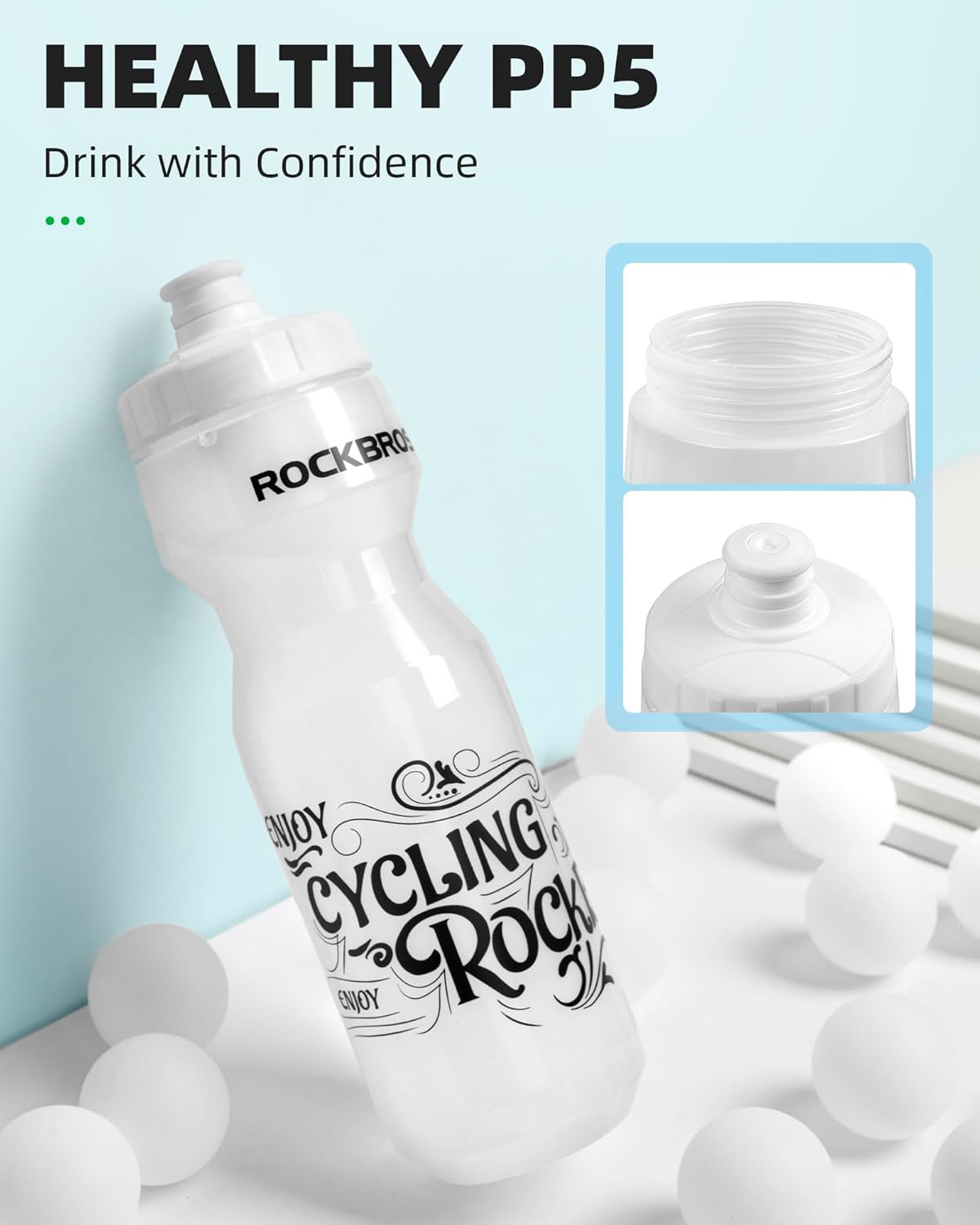ROCKBROS Cycling Water Bottle, 20-25oz Squeeze Sports Water Bottle, BPA-Free - Image 3