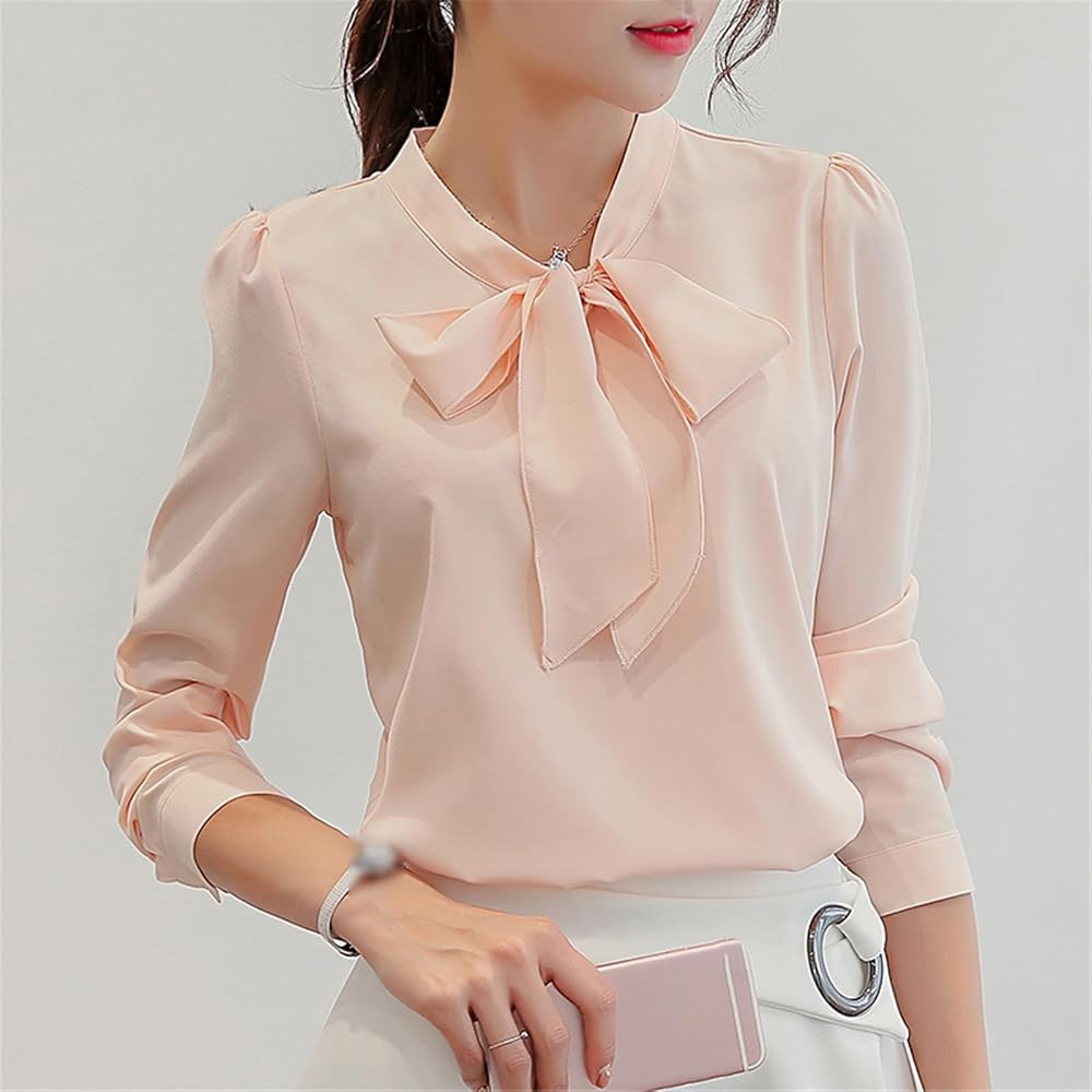 Chiffon Blouse Summer Autumn Women Solid Casual Loose Tops