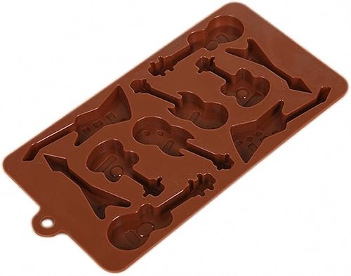 Miniatura 2 de Juego de 2 moldes para guitarra y notas musicales, moldes para instrumentos musicales, molde de silicona para chocolate, gelatina, cubitos de hielo,