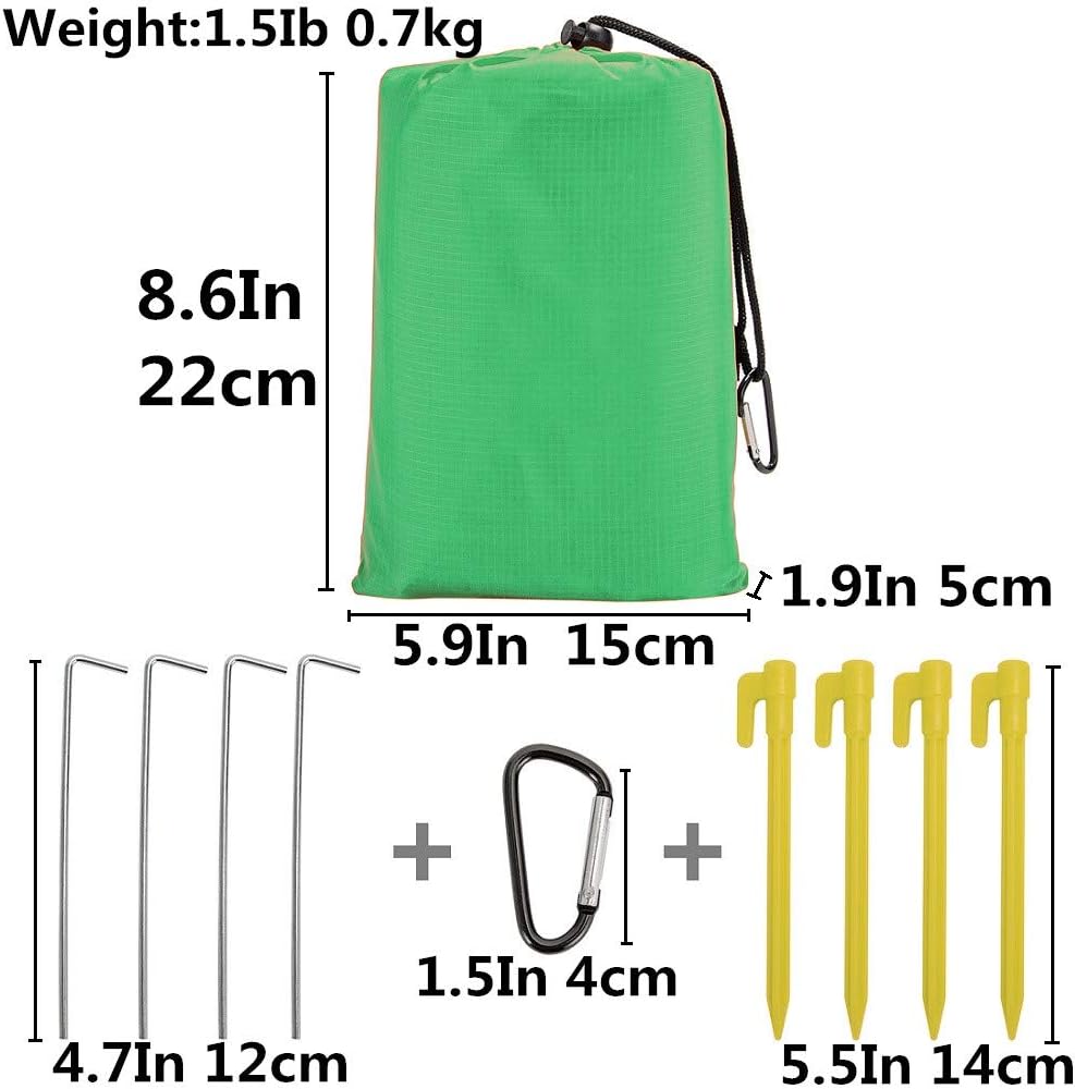 Beach Blanket Oversized 10'X 9' Sandproof Beach Mat Beach Sheet Waterproof Sand Mat with Stakes Lightweight Family Mat for Picnic,Camping,Festival, Beach and Outdoor Activities