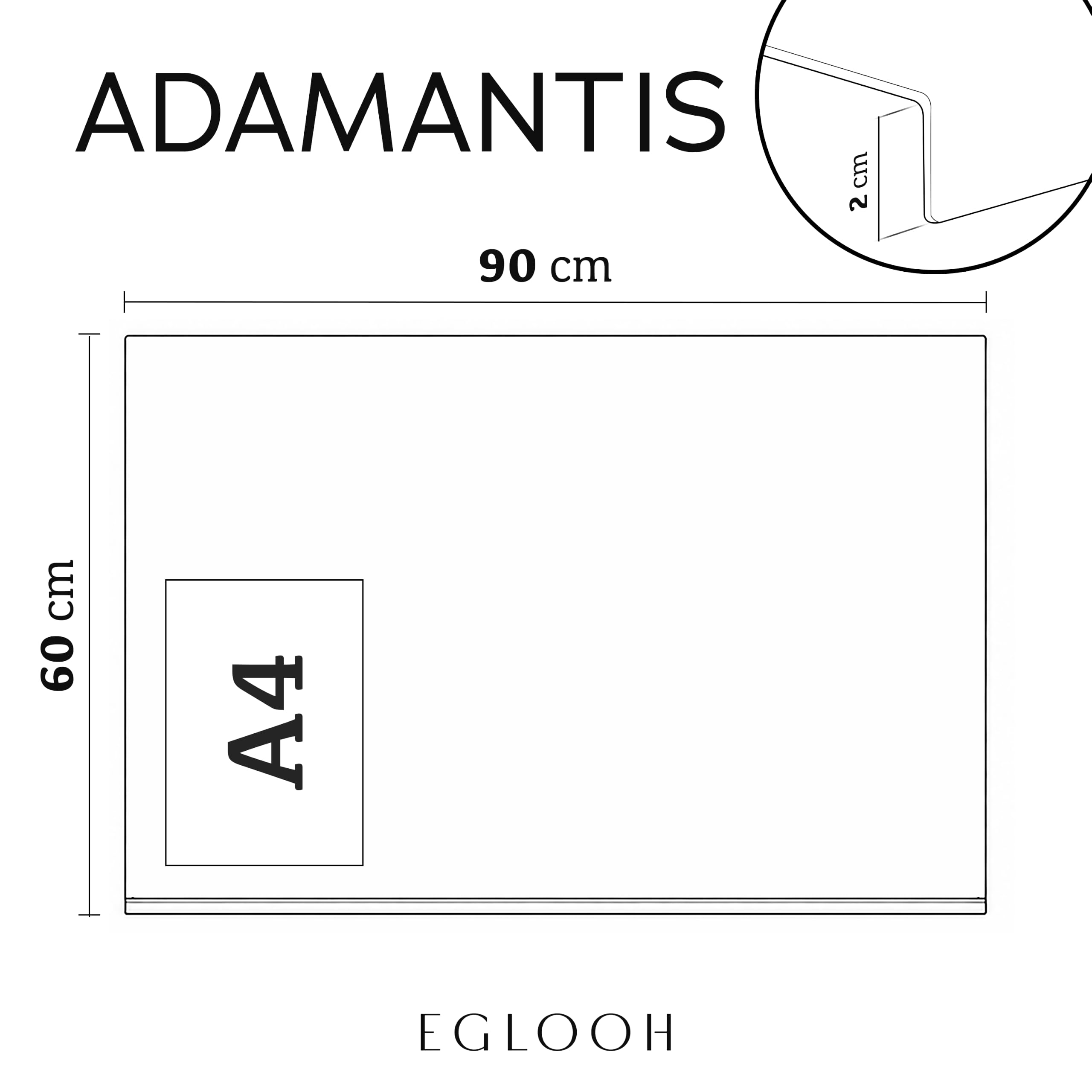Eglooh - Adamantis - Schreibtischunterlage Echtleder mit Kantenschutz - Leather Desk Mat Nahtlos & Rutschfest - Büro Zubehör Made in Italy
