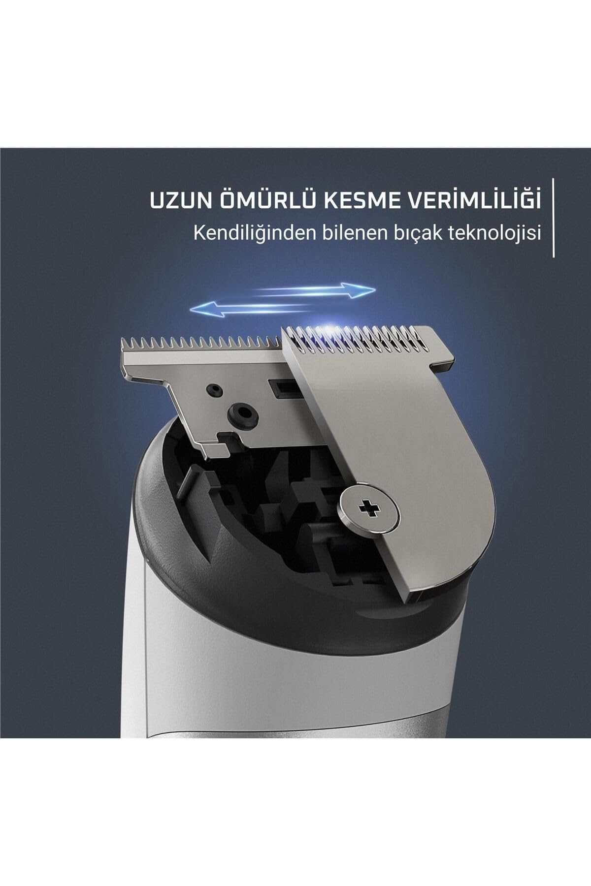 Rowenta Trim & Style 8 w 1, wielofunkcyjny trymer do brody dla mężczyzn, samoostrzące ostrza ze stali nierdzewnej, 6 stałych grzebieni, akcesoria do nosa i uszu, TN8934E0